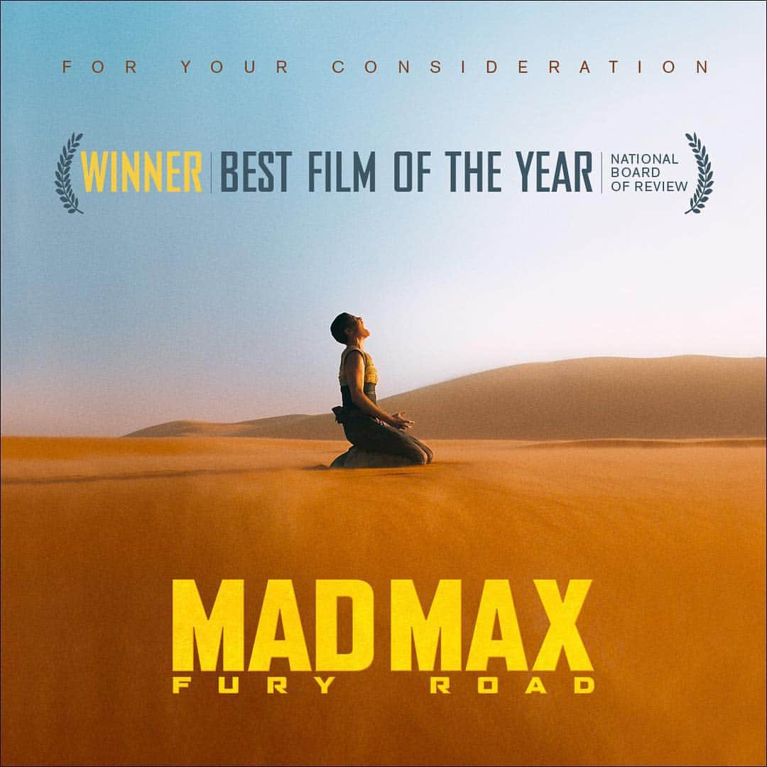 マッドマックスのインスタグラム：「#MadMax: Fury Road is named Best Film of 2015 by the National Board of Review.」