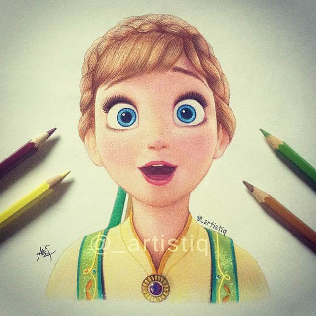 Casさんのインスタグラム写真 - (CasInstagram)「Here's my drawing of Anna. ❤️ Frozen Fever and Cinderella were amazing!」3月18日 1時34分 - _artistiq_art