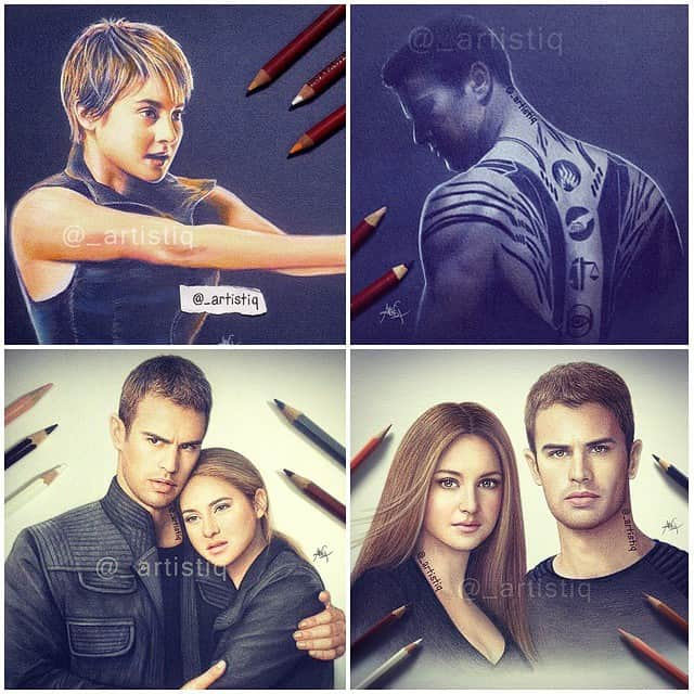 Casのインスタグラム：「My Insurgent/Divergent drawings. Double tap your favorite! 😍」