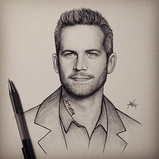 Casのインスタグラム：「#TBT An old sketch of Paul Walker that I did back in 2013. #furious7 #fastandfurious」