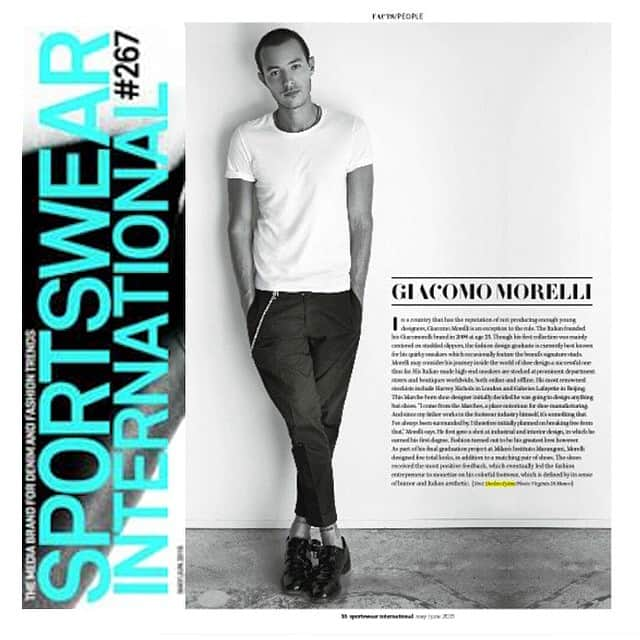 ジャコモレッリのインスタグラム：「The latest issue of @sportswear_international magazine is now available on worldwide newsstand  Thx @declaneytan 💣💣💣 #giacomorelli  #interview #sportswearinternational」