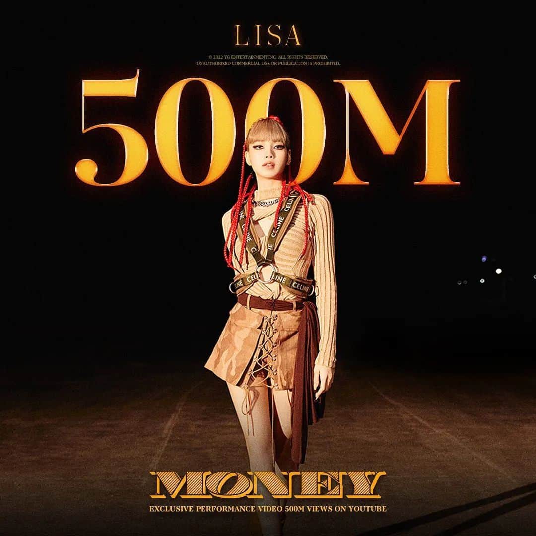 リサさんのインスタグラム写真 - (リサInstagram)「#LISA in reaching 500M views for 'MONEY' exclusive performance video:  - Fastest Dance Performance - Fastest Kpop Female Soloist - 3rd Fastest Kpop Soloist - 5th Fastest Kpop Female Act  #MONEYHalfBillionYTViews . . . #LISA #LALISA #리사 #블랙핑크 #BLACKPINK #LALISAMANOBAN #LALISAMANOBAL #blackpinklisa #lisablackpink」3月15日 23時40分 - lisa.blackpink
