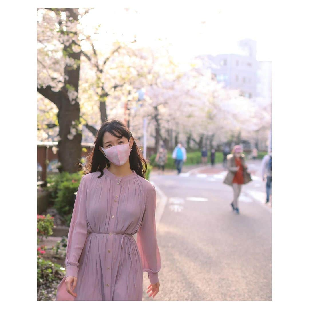 今井遥さんのインスタグラム写真 - (今井遥Instagram)「撮影で目黒川の側に来ています。 桜がとても綺麗でした🌸  #桜  #sakura #目黒川 #サンクスツアーマスクが桜とマッチしてました😊」3月31日 15時17分 - haruka_imai_831