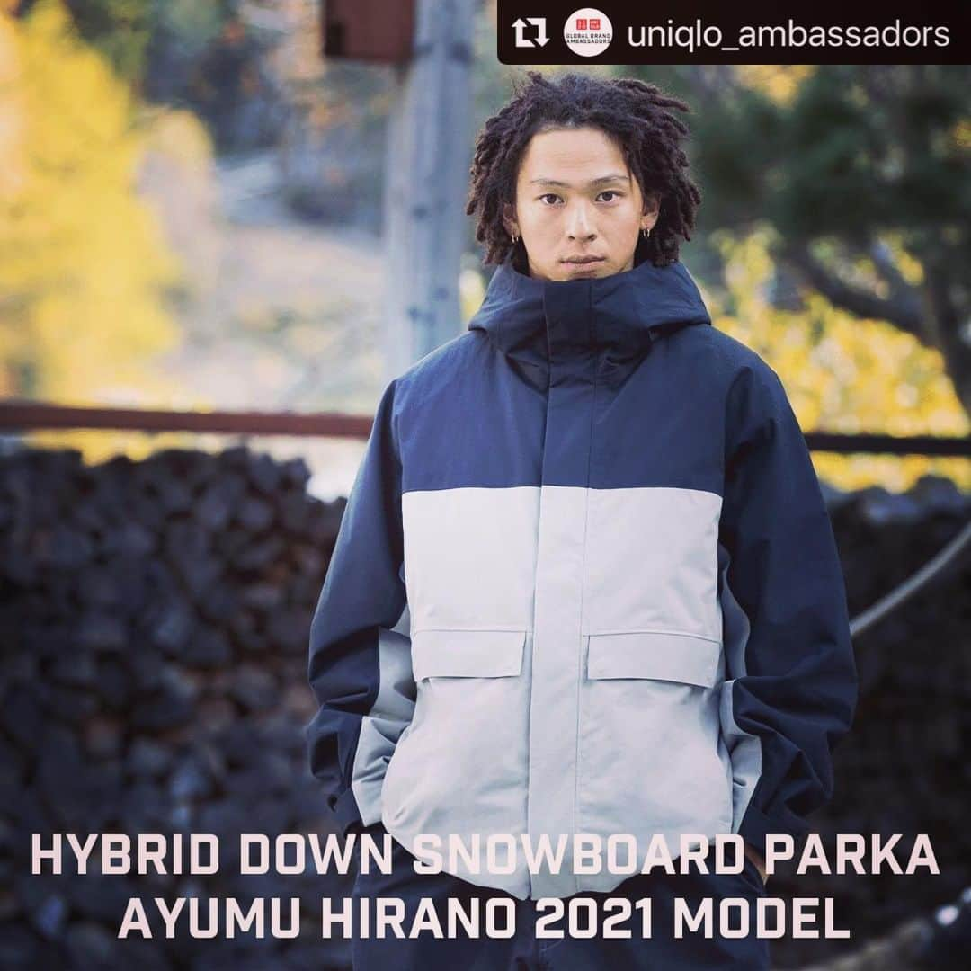 平野歩夢さんのインスタグラム写真 - (平野歩夢Instagram)「#Repost @uniqlo_ambassadors with @make_repost ・・・ 本日発売！🎉 待望の平野歩夢選手モデル「ハイブリッドダウンスノーボードパーカ」がついに発売⛄ 👉一部店舗、オンラインストアでご購入いただけます！ 【数量限定】ですので、お見逃しなく💪 ハイブリッドダウンスノーボードパーカを着用した平野選手の貴重なカットを少しだけ公開します✨  –*——–*——–*——–*——–*——–*——–*——–*– 【📢本日18:00まで！平野選手直筆サイン入りニットキャップがあたるキャンペーンを開催中！】  詳しくは11/30（火）の @uniqlo_ambassadors のキャンペーン告知投稿をチェック✨ ご応募お待ちしております🎁  –*——–*——–*——–*——–*——–*——–*——–*–  世界一に挑戦し続ける姿勢。 　常に成長を求める意欲。 　　人間としての誠実さ。 　　　相手をリスペクトする心。 　　　　　　　　　　 ユニクロと同じ価値観を共有し、パートナーシップを結んでいる世界のトップアスリート「ユニクロ グローバル ブランド アンバサダー」の最新情報や舞台裏、ユニクロLifeWearについてお届けするアカウントです。 @uniqlo_ambassadors をフォローして、私たちと一緒に「ユニクロ グローバル ブランド アンバサダー」を応援しよう✨  Constantly challenging and striving to become the best in the world. 　Seeing opportunity in adversity. 　　 Always moving forward, equipped with integrity and a strong respect for others.  UNIQLO partners with exceptional individuals who share our values and social commitments. On @uniqlo_ambassadors you can find the latest news and behind-the-scenes stories about them, as well as information about UNIQLO LifeWear. Follow @uniqlo_ambassadors now and cheer for the UNIQLO GLOBAL BRAND AMBASSADORS with us! ✨  –*——–*——–*——–*——–*——–*——–*——–*– #UNIQLO #ユニクロ #uniqlo_ambassadors #ユニクロアンバサダー #Lifewear #ライフウェア  #sports #スポーツ #sportswear #スポーツウェア #skateboard #スケートボード #snowboard #スノーボード #skateboarders #スケート選手 #skaterstyle #スケートスタイル #skaterfashion  #スケーターファッション #ayumuhirano #平野歩夢 #GoAyumu」12月7日 22時46分 - ayumuhirano1129