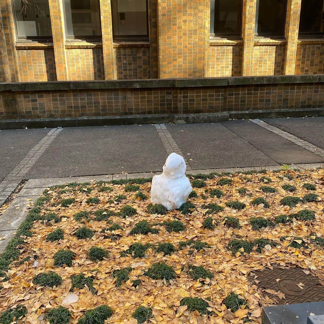 岡田美里さんのインスタグラム写真 - (岡田美里Instagram)「東大の中にはまだ雪が残ってて嬉しかった☃️  いろんなところに雪だるまも見つけた〜かわいい〜！」1月9日 20時00分 - okada__misato