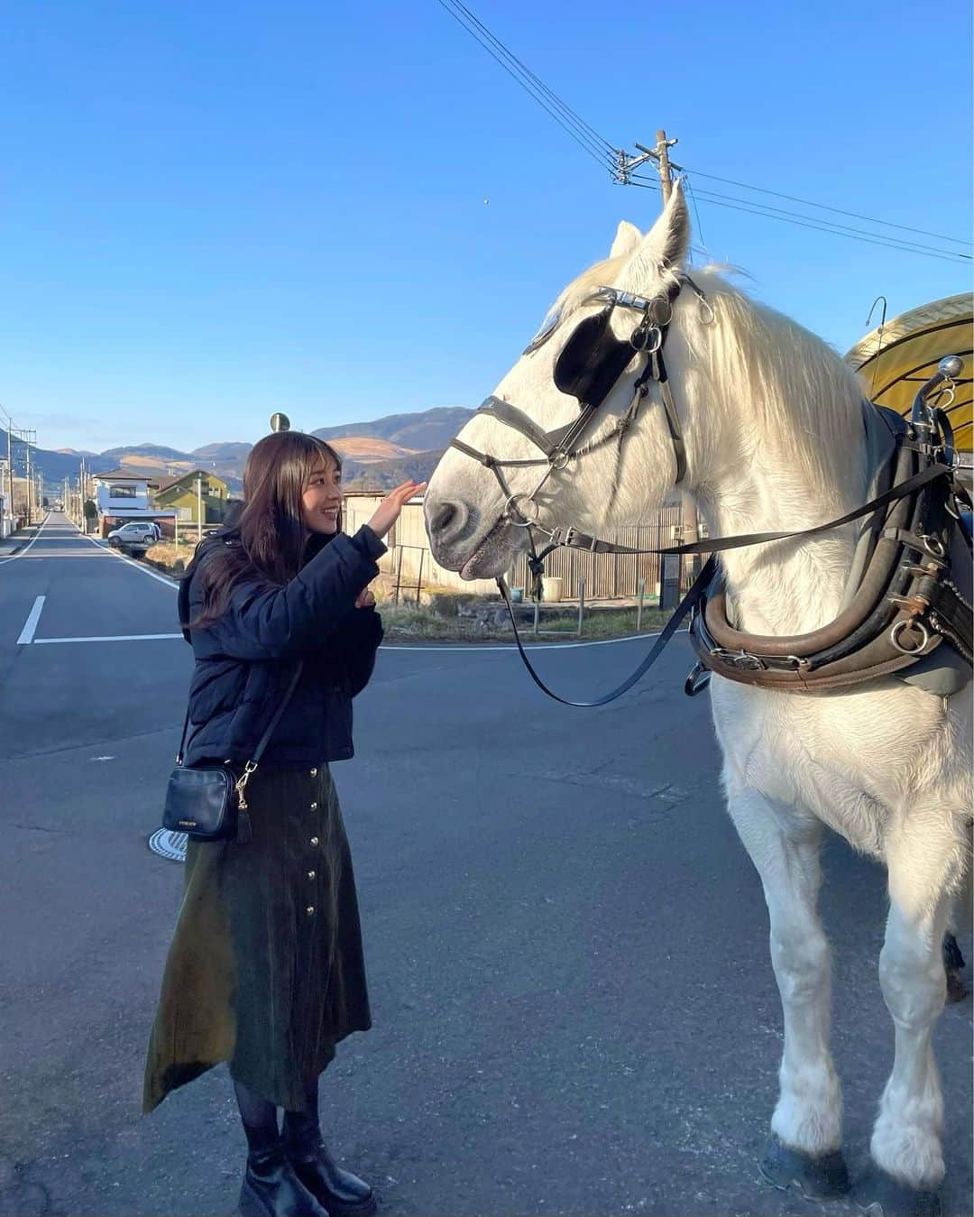 月野有菜さんのインスタグラム写真 - (月野有菜Instagram)「少し前湯布院に行った時に馬車に乗りました🐴 ⁡ ⁡ すっごいおっきくて良い子で可愛かった♥ とか言いつつちょっとびびってます笑」1月15日 20時09分 - yuna_tsukino920