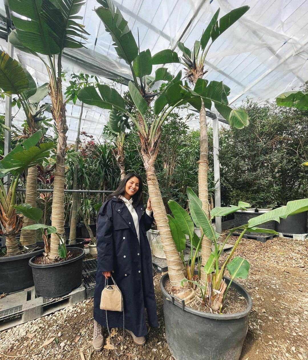 清宮佑美さんのインスタグラム写真 - (清宮佑美Instagram)「少し前にプラントハンター西畠清順さんの農場にお邪魔しました🌿 @seijun_nishihata @from_sora  大阪 池田にある広い農場には世界中から集められた植物たちを常時1000種類以上管理しているそう🌳🌲🌿😳✨ 清順さんに貴重なお話を伺いながら ゆっくり2日間掛けて マイホームのお庭に植える木や室内の植物たちを選びました😍✨ お庭のシンボルツリーには この大きなオーガスタを🌲✨ お庭の完成は4月中旬予定🤤💛💛💛 心に安らぎを与えてくれるグリーンとの暮らしが今からとっても楽しみです🥺😮‍💨🍀  🧥 @searoomlynn_official 💙 🧢 @marihoja  👜 @stellamccartney   #グリーンのある暮らし #植物 #観葉植物 #そら植物園 #マイホーム #新築一戸建て #西畠清順 #プラントハンター #お庭作り」3月16日 15時37分 - yuumi_seimiya