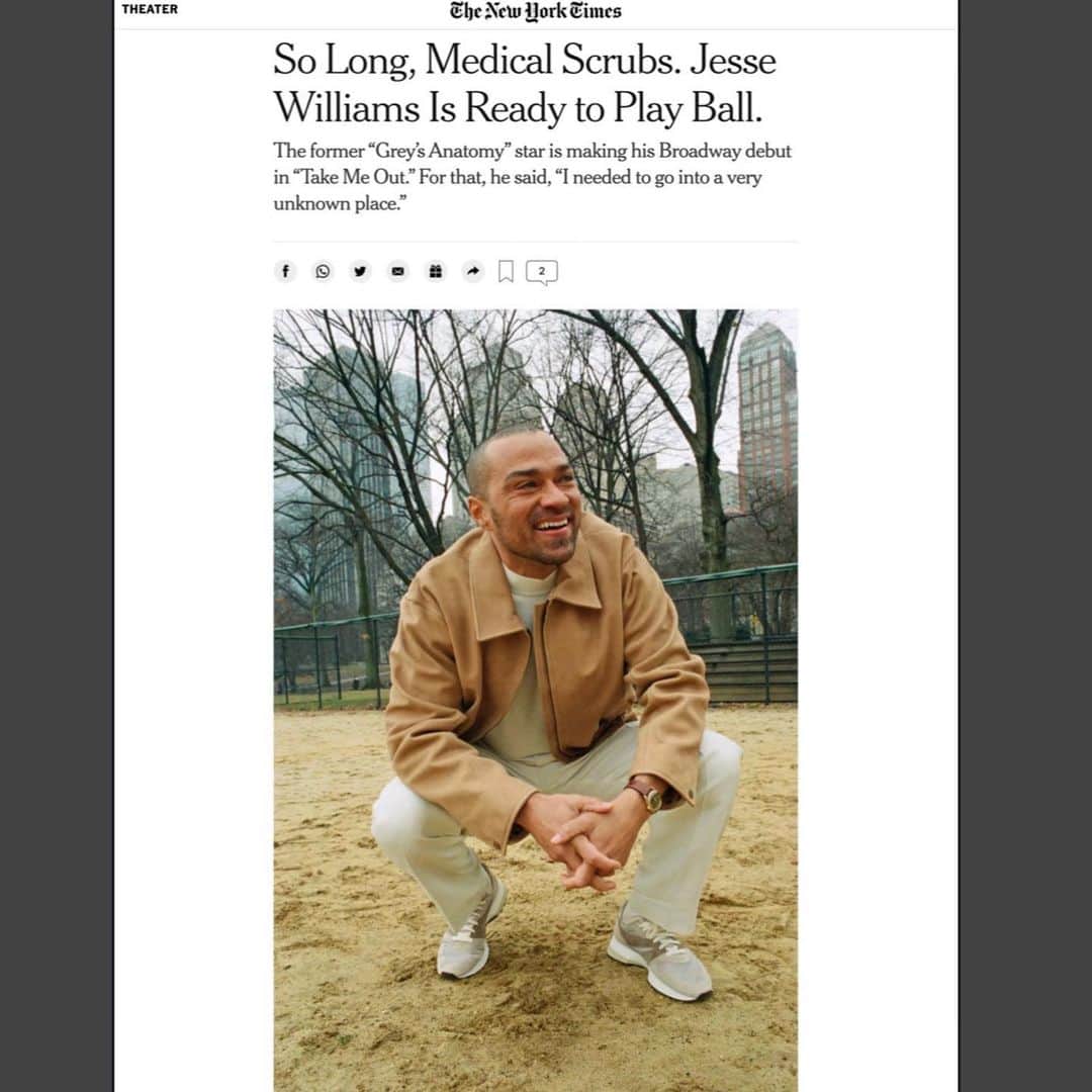 ジェシー・ウィリアムズさんのインスタグラム写真 - (ジェシー・ウィリアムズInstagram)「The New York Times • [This] Sunday Profile (in print)  • in gratitude 🙏🏽🎭⚾️🤲🏽」3月16日 23時05分 - ijessewilliams