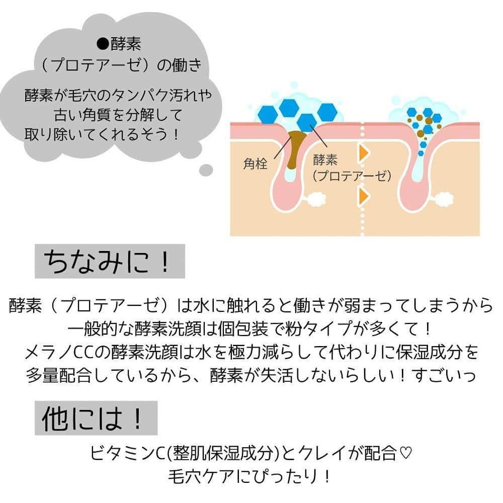 濱田あおいさんのインスタグラム写真 - (濱田あおいInstagram)「. . @rohto_officialのあのメラノCCシリーズから 毎日使えるチューブ型酵素洗顔が新登場🧡  3月11日〜発売 ✔︎メラノCC ディープクリア酵素洗顔　 130g/715円（税込）  マスク生活が長くなってきたし 毛穴の汚れが特に気になる☁️☁️ 毛穴の汚れに酵素洗顔がぴったり！と いうことで定期的にスペシャルケアとして 取り入れています💞  新しくロート製薬から発売された メラノCCのチューブ型酵素洗顔は 水を極力減らして代わりに 保湿成分をたくさん配合しているから 酵素の力が失活しないらしいっ👏🏻👏🏻 ちなみに水に触れると 酵素（プロテアーゼ）の働きが 失活してしまうから一般的な酵素洗顔は 個包装で粉タイプが多いみたい⚡️  そしてビタミンC（整肌保湿成分）と クレイも配合されているので 毛穴汚れをしっかりと吸着してくれるよーっ◎  使い方としては2〜3cmくらいだして 泡立てるともこもこな泡に🛁 泡を転がすようなイメージで洗うのが ポイント！洗い上がりはさっぱりしていて でも突っ張り感はなく、 柑橘系の香りに癒される💛  マツモトキヨシ、ココカラファイン、 Amazon、楽天24、LOHACO、 ロート通販限定で先行発売しているので ぜひチェックしてみてね◎  プチプラで毎日使えて おうちで毛穴ケアできるのは嬉しいっ❤️‍🔥  #メラノCC#メラノCC酵素洗顔#酵素洗顔#毛穴ケア#洗顔#ロート製薬_PR#洗顔#スキンケア#プチプラコスメ#プチプラスキンケア#洗顔料#毛穴の黒ずみ#毛穴ケアグッズ#おうち美容#美容」3月17日 18時02分 - aoihamada