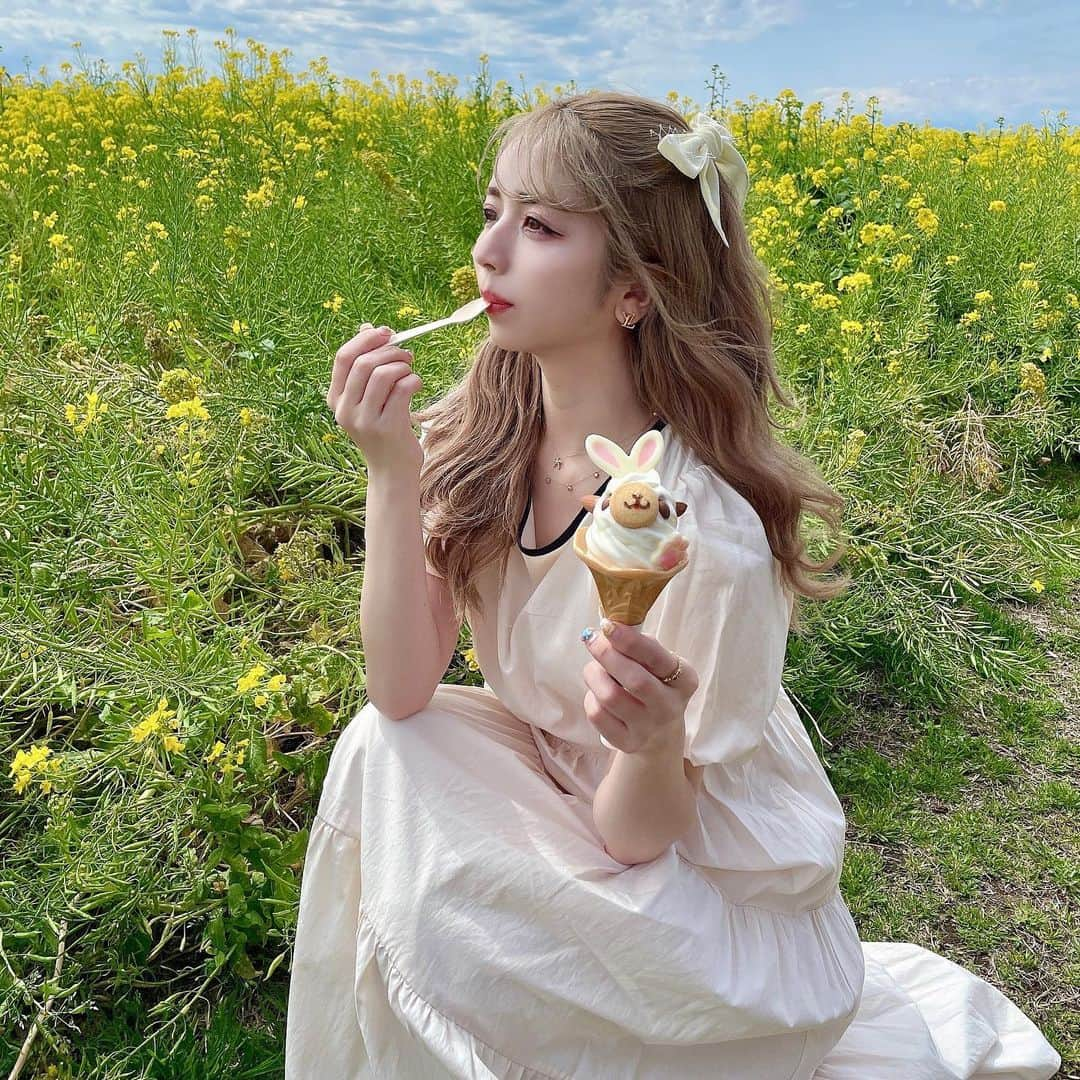 エリンコさんのインスタグラム写真 - (エリンコInstagram)「🍦🦙🌼 . ソレイユの丘行った時 可愛いソフトクリームみつけて 思わず買っちゃった🤣🤍 . アルパカさんのソフトクリーム🍦🦙 . かわいすぎん？？？😍🌼 . #ソレイユの丘 #ソレイユの丘キャンプ場 #菜の花 #菜の花畑 #横須賀 #yellow #黄色 #お花畑 #花畑 #东京 #时尚潮流 #可爱的 #えりんコーデ #えりんこヘアアレンジ #えりんこカフェ巡り #アルパカ #ソフトクリーム #イースター #インスタ映え #横須賀グルメ」3月26日 14時08分 - erinko0315