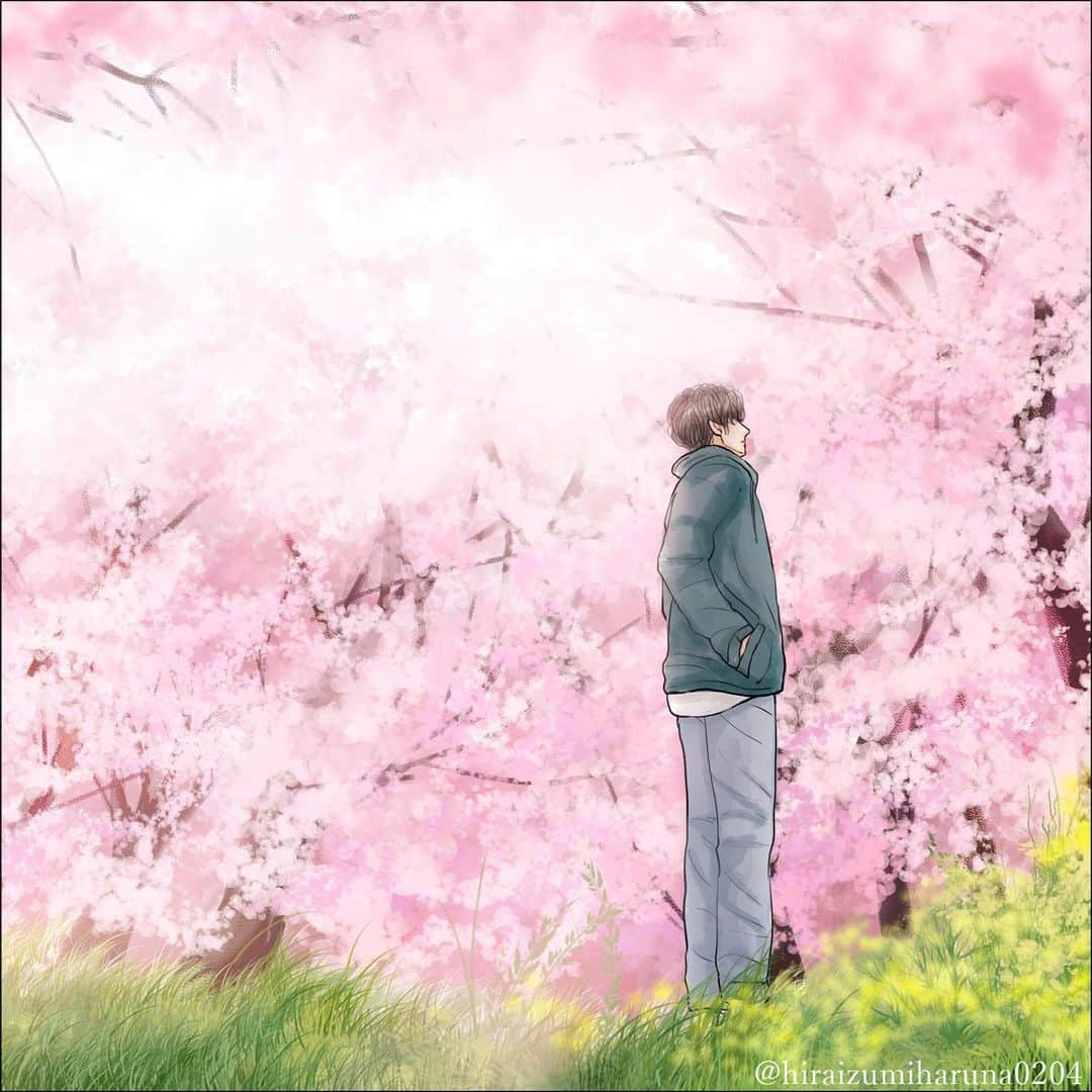 平泉春奈さんのインスタグラム写真 - (平泉春奈Instagram)「⁡ #さくらの日 ⁡ ⁡ たとえ永遠なんてなくても 今この瞬間が何よりも大事だから。 ⁡ ⁡ ⁡ =========== ⁡ 3月27日はさくらの日。 過去の桜作品を加筆修正して一挙公開しました🌸 ⁡ 桜は開花してから散るまで、長くても２週間くらいです。本当に早くて儚い。でもだからこそ、咲き誇るその瞬間はあまりにも美しくて胸に深く残るんだよね。 ⁡ 今、心から愛する人がいるのなら、その気持ちってこの絵のように、咲き誇る桜と同じなんじゃないかって思う。 すぐ散っちゃうって意味じゃなくて…なんだろう、この世界に永遠なんてないんだってみんな心の中で分かってる。だから、この瞬間を大切にしなきゃって、本能的に感じてるはずなんだ。 いつ、何が起こるか分からないから、終わってしまった過去を振り返るんでも、起こりもしない未来を考えるんでもなくて、今を大切にして欲しい。いつもいつも言ってることだけど、大事なことだから何度でも言うね！ ⁡ 今の積み重ねが、未来を創っていくんだって私は思う☺️✨ ⁡ ⁡ ⁡ #カップルイラスト #夜桜 #キス #別れ #切ない #桜吹雪 #ラブシーン #ハグ #満開の桜 #幸せな今 #桜 #3月 #イラスト #ラブストーリー #カップル #イラストレーション #恋愛 #恋人 #短編 #遠距離恋愛 #春 #illustration #ウエディング #coupleillustration #Illustrator #cherryblossom #kiss #hug」3月27日 20時06分 - hiraizumiharuna0204