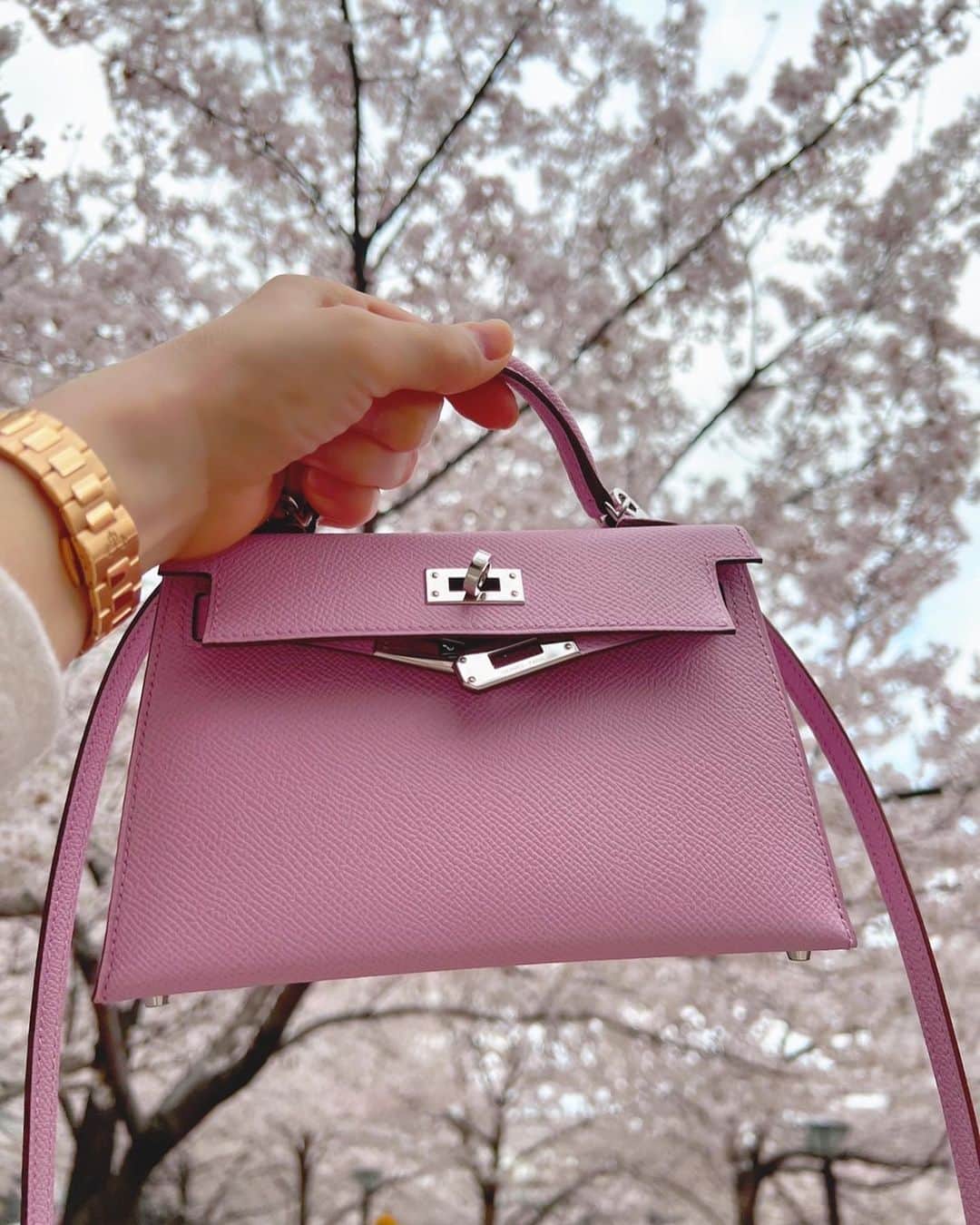 里美ゆりあさんのインスタグラム写真 - (里美ゆりあInstagram)「🌸桜色のケリーミニbag🌸  可愛い(∩´∀`∩)💕  #hermes  #kellymini  #kelly  #ケリー #モーヴシルベストル」3月31日 15時00分 - satomiyuria