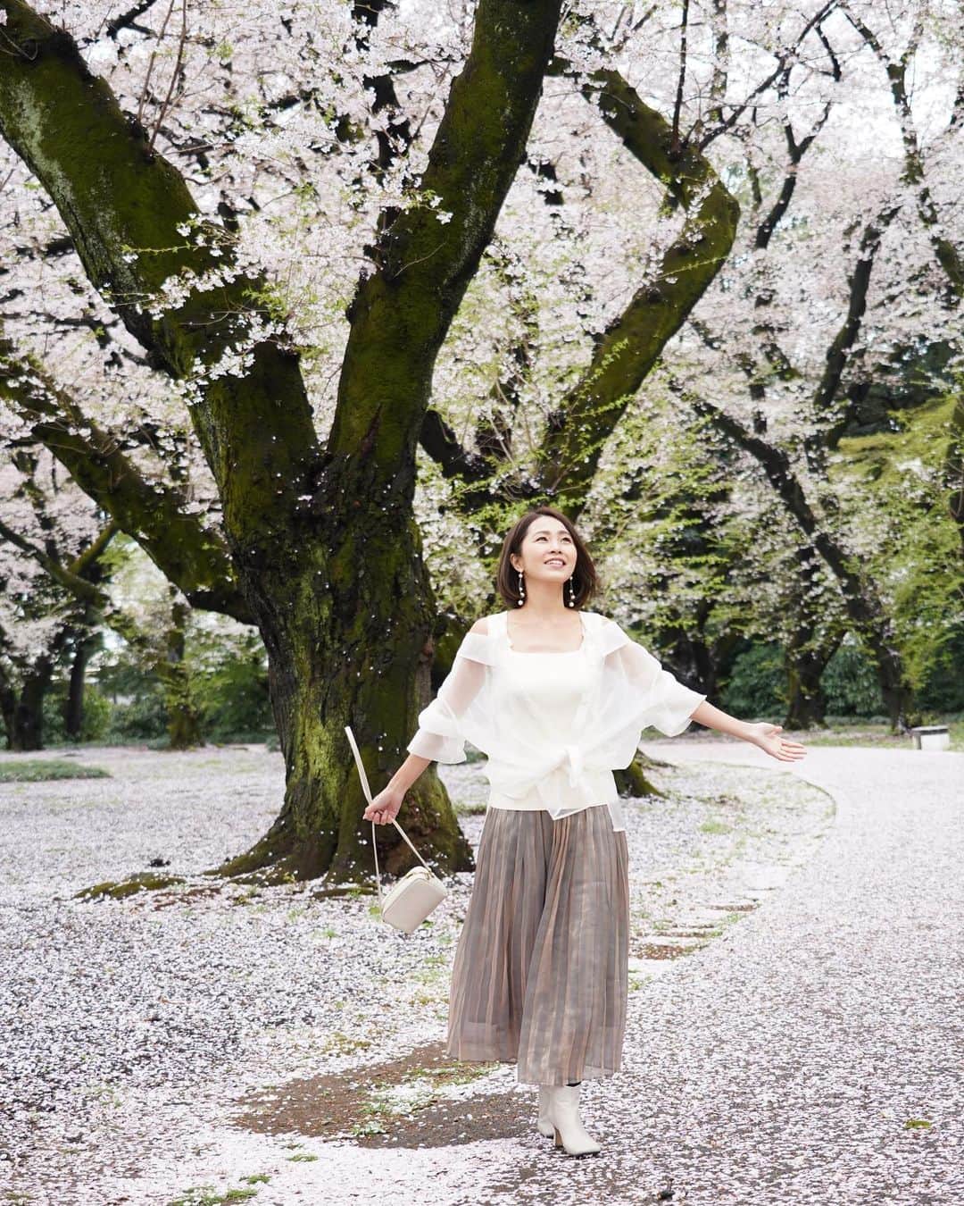 坂元美香さんのインスタグラム写真 - (坂元美香Instagram)「おはよー  先日の桜のリールでこのブラウスについて 知りたいと質問いただいていました。 こちらはFRAY I.D @fray_id のです✨  私はオンラインで一目惚れして買ったのですが、 Mサイズの私にはちょっぴり大きめでした。 （こちらはフリーサイズです）  買おうと思ってる方は試着することを オススメいたします😉  では今週も張り切っていきましょー！  #新宿御苑 #千駄ヶ谷門 #桜並木 #frayid #フレイアイディー」4月4日 7時30分 - mika_saka