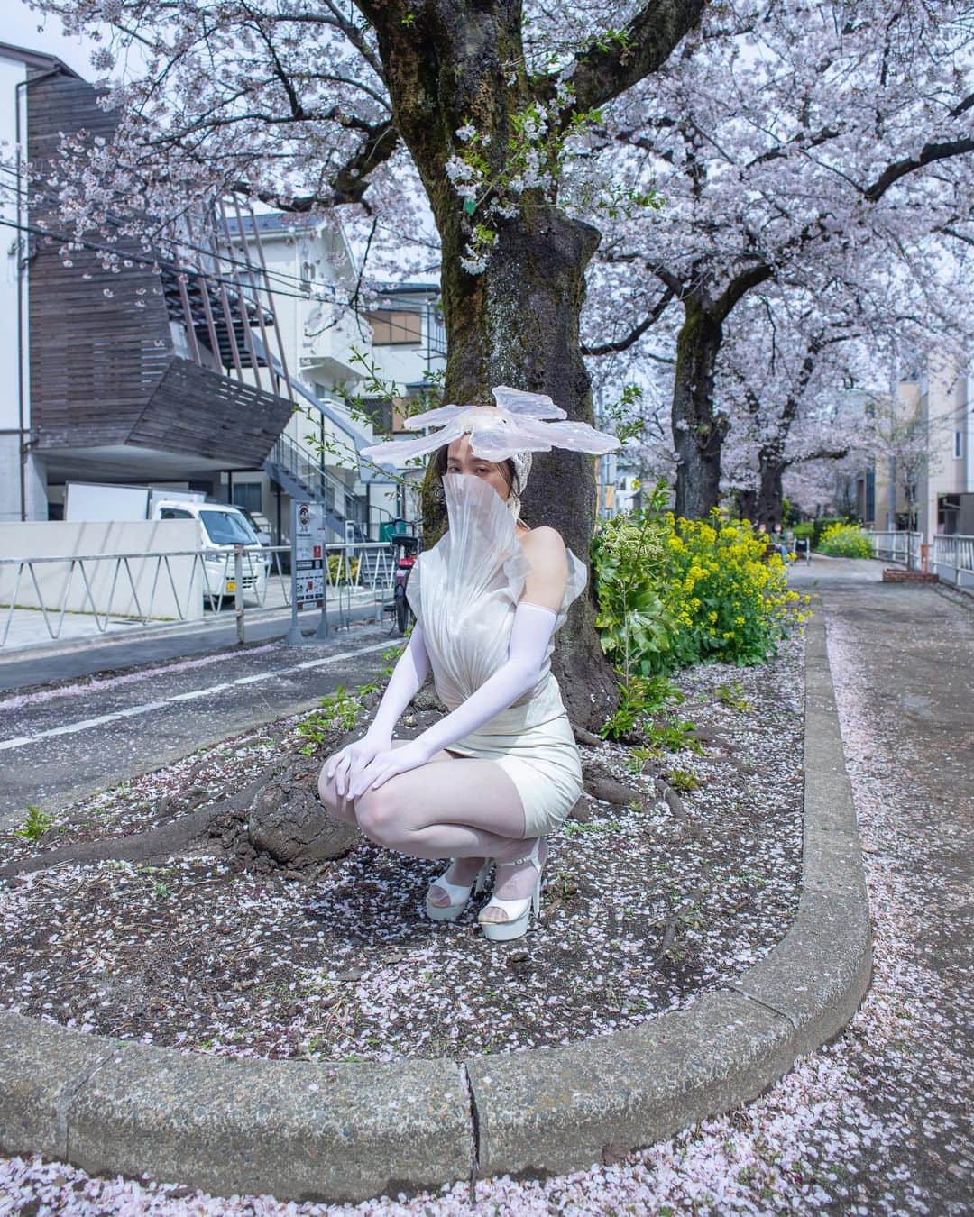 海老沼さくらさんのインスタグラム写真 - (海老沼さくらInstagram)「Sakura headpiece on さくら🌸  🌸 @kiri_yoshiki 🌸 photography @motohiko_hasui  styling @kumikoyashiro  make up @naoyossii  dress #jeremyscott」4月4日 15時10分 - sakura981118