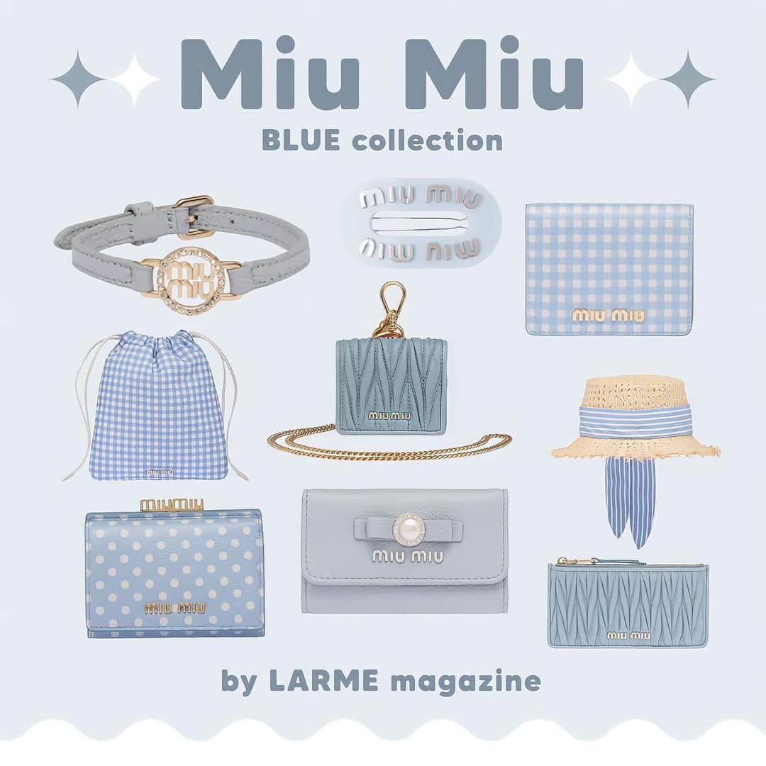 LARMEさんのインスタグラム写真 - (LARMEInstagram)「// 𝐭𝐨𝐝𝐚𝐲’𝐬  𝐭𝐨𝐩𝐢𝐜𝐬 ☟︎♥︎ 《 Miu Miu ブルーコレクション🥣🫧🧊 》  Miu Miuのかわいい ブルーアイテムをご紹介💎🤍  バッグの中身も、 身につけるアクセサリーも、 ブルー好きさんは必見です🌨🤫  ぜひ保存して参考にしてね♡  #LARME #larmemagazine #fashionmagazine #miumiu #ラルム #雑誌 #ファッション絵本 #加工 #加工画像 #ミニ財布 #ミニウォレット #財布 #バッグの中身 #ブレスレット #キャップ #airpodsケース #ポーチ #ヘアアクセサリー #ミュウミュウ」4月7日 22時50分 - larmemagazine