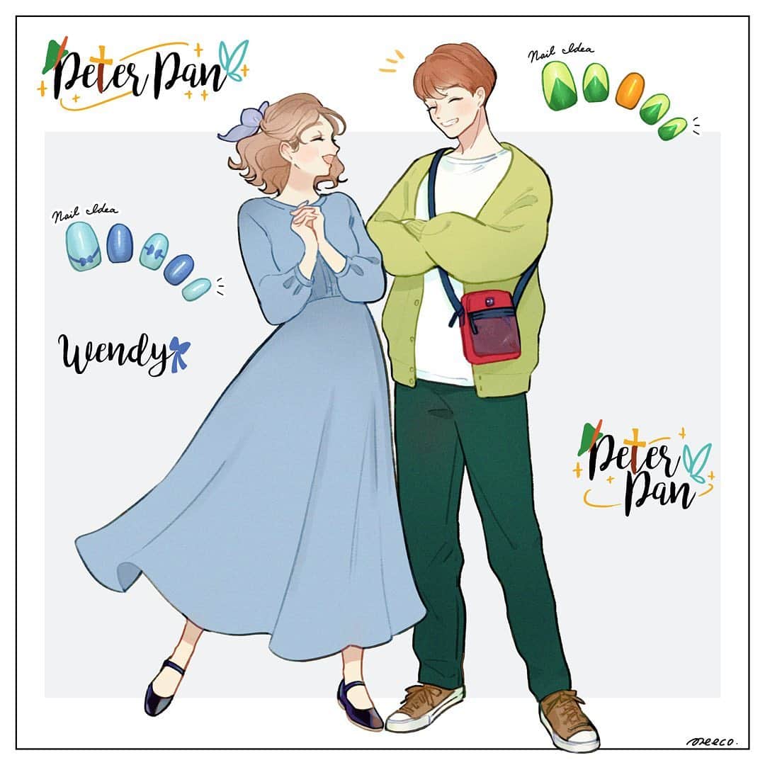 みーこさんのインスタグラム写真 みーこinstagram ピーターパン ウェンディイメージコーデ イラスト イラストレーター ディズニー ファンアート ディズニーコーデ ファッション コーデ ファッションイラスト ピーターパン カップルイラスト