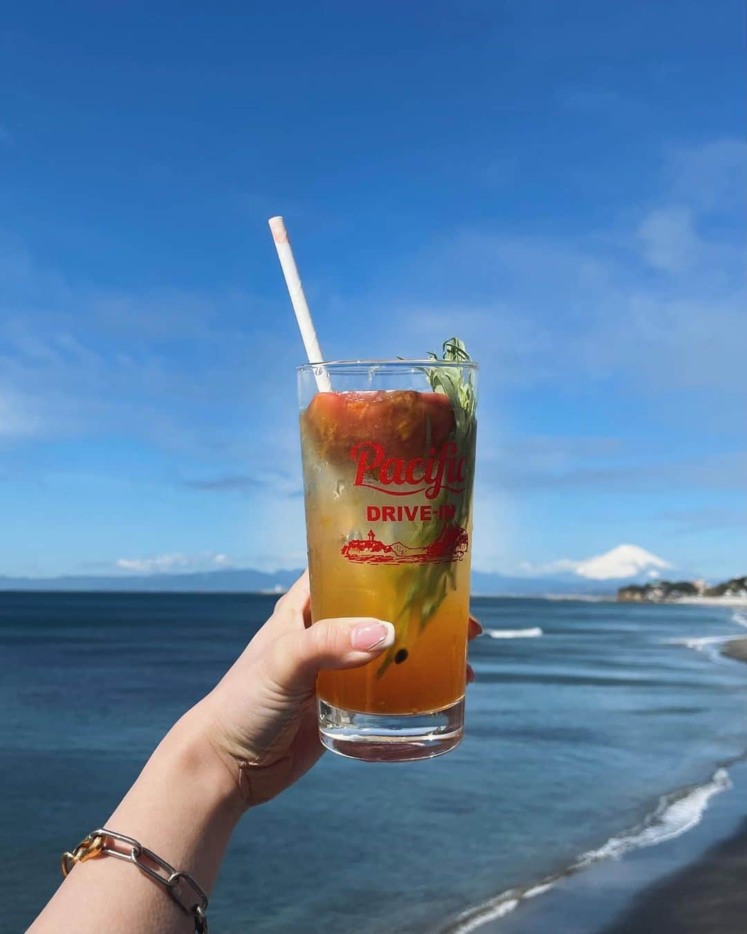 Julia Castroさんのインスタグラム写真 - (Julia CastroInstagram)「🌺Juliaʻs Special Hawaiian Cafe🌺  大好きな大好きなPacific DRIVE-INと期間限定でコラボカフェを開くことになりました🍹🌴 もう、とーーっても嬉しいです😍😍👏🏻 思い入れのあるPacific DRIVE-INとコラボレーションができてなんだかとっても感慨深いです😌 最高に美味しいfoodやtropical drinkを海の側でお楽しみください🍹🌺  詳しくはYouTubeで沢山紹介してるので見てね♡ (ここだけの話、撮影前日から当日の午前中まで雨予報だったのに、富士山が綺麗に見えるまで晴天に恵まれた中での撮影で最高でした🌞)  コラボ期間：2022年4月28日(木)-5月31日(火) HP : www.pacificdrivein.com INSTAGRAM : pacificdrivein  ♦︎Pacific DRIVE-IN 七⾥ガ浜 神奈川県鎌倉市七⾥ガ浜東2-1-12 営業時間　8：00 - 12：00 pm（L.O. 19：30） ※コラボフードメニューの提供は 11：00- となります  ♦︎Pacific DRIVE-IN ルミネエスト新宿 160-0022 東京都新宿区新宿3丁⽬381 ルミネエスト新宿8F 営業時間 　11：00 am - 22：30pm （イートイン L.O. 21：45 / テイクアウト L.O.22：00）  ＜限定コラボメニュー＞　※税込金額 ・サプライズテイスト ガーリックシュリンプ　¥1,650 ・トロピカル レモンクリーム  　スペシャルパンケーキ　¥1,800 ・マイ フェイバリット フルーツスムージー　¥980 ・イエロー＆ピンクレモネード　¥790 ・ベリーベリーココレモネード　¥750  ＜数量限定コラボグッズ＞　※税込金額 ・Julia's Specialステッカー　¥800 ・Julia's Special パンケーキミックス＋ミラーセット　¥1,980 ・Julia's Specialミニタンブラー　¥1,800 ・Julia's Specialプレート ¥3,500 . #juliasspecialhawaiiancafe #pacificdrivein」4月20日 21時34分 - julia.c.0209