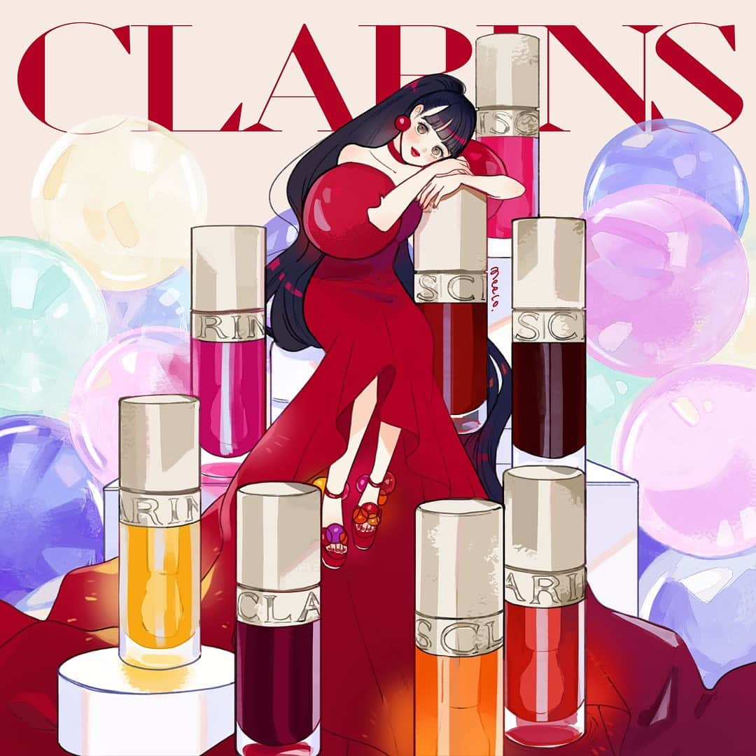 みーこさんのインスタグラム写真 - (みーこInstagram)「クラランス様(@clarinsjp )のリップコンフォートオイルのリニューアル発表会に参加させていただきました！  本日4/27(水)発売とのことです。  今までのリップコンフォートオイルも大好きでしたが、今回のリニューアルでの塗り心地はしっとりするのに重たすぎずベタつきが軽減され、さらに好きになりました〜！🥰  特に気に入った色は01ハニー(唇の乗せるとほぼ無色)と03チェリー(自然でクリアなレッド)。 ハニーは寝ている間のリップケアとしても使っています🍯✨  ひと塗りでちゅるんちゅるんの唇になれるので、リップケアをしながらカラーを楽しみたい方はぜひチェックしてみてください✨  #クラランス #clarins #pr #リップコンフォートオイル #コスメ #コスメイラスト #イラスト #イラストレーター #イラストグラム #新作コスメ #リップ」4月27日 19時37分 - meecosme