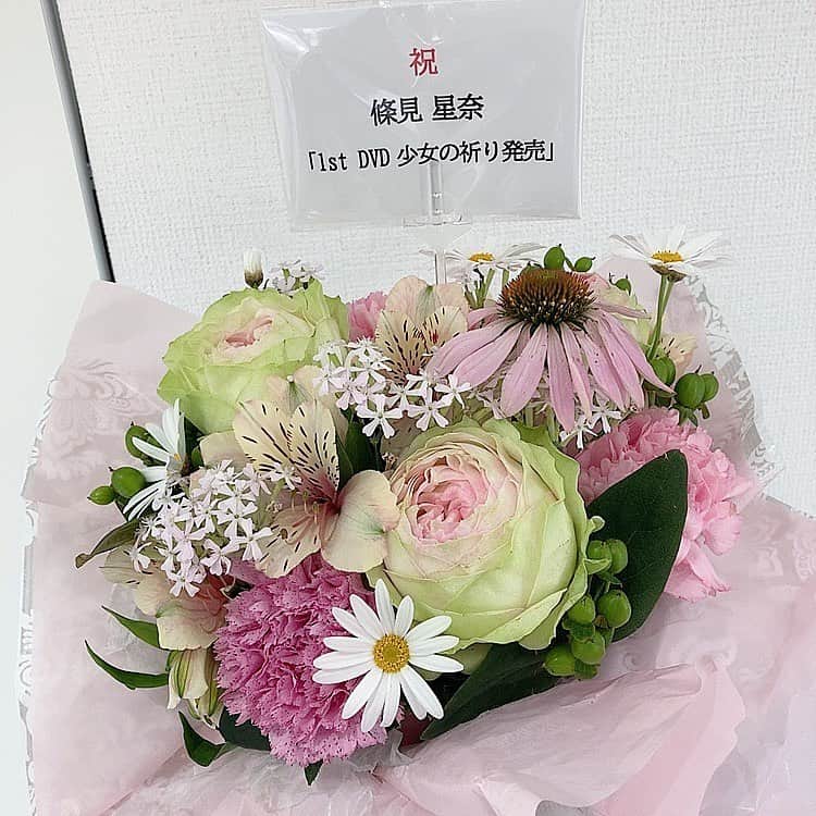 篠見星奈さんのインスタグラム写真 - (篠見星奈Instagram)「. ファンの方が1stDVDのお祝いに 素敵なお花をプレゼントしてくれました！ 可愛くて春らしい素敵なお花です☺️🌸 ありがとうございます！  気持ちのこもったプレゼント、 とても嬉しくてほっこりしました💭 (制服のコスプレもプレゼントでいただきました♡)」4月30日 16時59分 - shinomi_seina