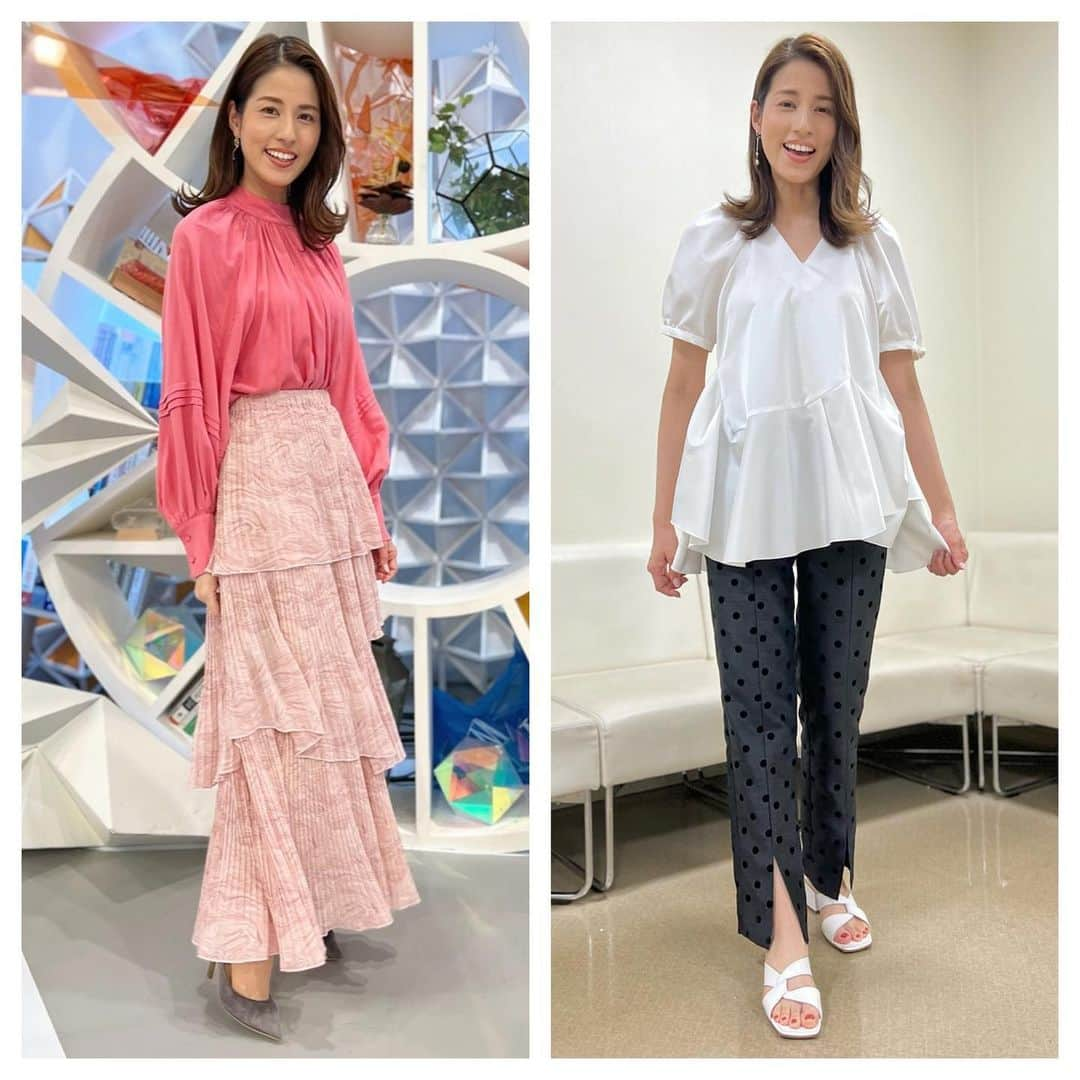 永島優美さんのインスタグラム写真 - (永島優美Instagram)「* 👗Weekly Coordinate（5/2-）👠  特番の衣装でサンダルデビュー😎✨ ここ数年足のネイルは赤❤️‍🔥と決めていたのですが、 先日思い切ってオレンジに🍊  オレンジも赤同様、元気もらえるなぁ😆🧡 これからは赤かオレンジになりそうです👣  - - - - - - - - - - - - - - - - - - - - - - - 👗#weeklyコーデ （Mon＆Tue ▶︎ Wed＆Thu ▶︎ Fri） #coordinate #めざまし8 #私のバカせまい史」5月8日 20時09分 - yuumi_nagashima