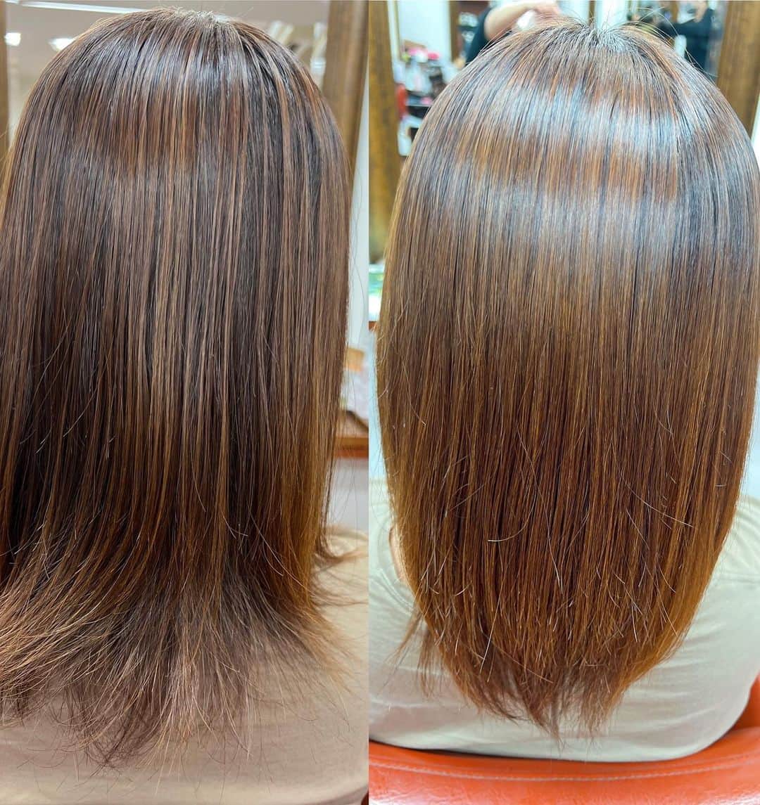 庄司ゆうこさんのインスタグラム写真 - (庄司ゆうこInstagram)「@japanhenna_official ジャパンヘナサロンで初のヘナトリートメントを体験してきました❣️ ヘナトリートメントというのは、キューティクルを保護し、髪にハリ、コシ、ツヤを与え、紫外線による毛髪へのダメージも防ぐのでトリートメントとしての効果が高く、ポルフェノールやビタミン類などが、頭皮に対してもケア効果を高めてくれます✨ カラーとトリートメントが同時に出来ちゃうから髪も傷まず頭皮まで綺麗になって一石二鳥‼️ そしてハーブの香りにも癒されましたぁ🤗 恵比寿駅西口から徒歩1分⭐️ 毎日通ってる場所なんだけど、こんな素敵なサロンとは知らなかったぁ🥺 最後の写真は左がビフォー右がアフターなんだけど、アイロンとか一切してなくてこの艶は凄い😵✨ 定期的に通わないとだ🥰  #ジャパンヘナ#japanhenna#ヘナカラー#ヘナ体験#pr#ヘナトリートメント#トリートメント#アーユルヴェーダ#ヘアケア#恵比寿#美容院#美容好きな人と繋がりたい」5月15日 18時28分 - yuko.shoji