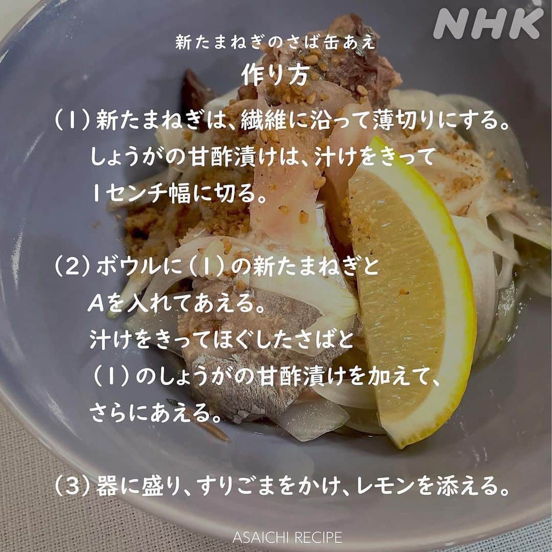 あさイチさんのインスタグラム写真 - (あさイチInstagram)「旬の新たまねぎをもっと食べたい🧅 炒めて甘く！生でシャキシャキ✨  それにしても、 さばと玉ねぎとガリ…一体どんな味？  華丸さん「さばと酢、やっぱり合う〜！！」 さば寿司や〆さばみたいな味だそうですよ。  これから暑くなる季節にぴったりの2品☀️ 【保存】しておいてあとで見返せると便利かも💡  @nhk_asaichi   #新たまねぎ #新たまねぎレシピ  #たまねぎ #たまねぎレシピ  #厚揚げ #厚揚げレシピ #ニラ #きくらげ  #さば缶 #しょうが #ガリ #🍋 #🧅  #絶品 #あさイチレシピ #鈴木奈穂子 アナ  #nhk #あさイチ #8時15分から」5月26日 10時44分 - nhk_asaichi