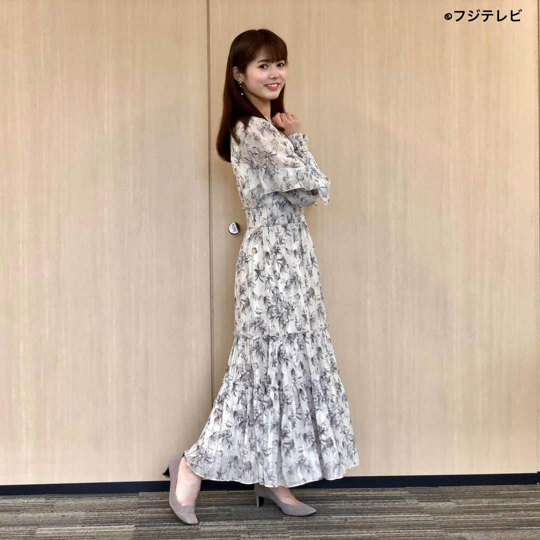 フジテレビ「めざましテレビ」さんのインスタグラム写真 - (フジテレビ「めざましテレビ」Instagram)「ファッション雑誌CanCamとコラボした お天気コーナー「きょう何着て行く？」 谷尻萌の毎日のコーデを紹介♪  【今日のコーデ】 ・ワンピース→ @apuweiser_official ２万５３００円 ・靴→ @kanematsu_official ２万９００円 ・イヤリング→ @mimi33_official ３４１０円    【コーデのポイント】 繊細な花柄に、フリルのついた袖や胸元のリボン🎀  ロマンティックなワンピースで スペシャル感のあるおしゃれを☺️❣️  ワンピース一枚で充分華やかなので 足元はベーシックなパンプスでシンプルに👏  #めざましテレビ #きょう何着て行く？ #谷尻萌 #今日のコーデ #コーデ #CanCam #今日のファッション#ootd #きょう何着て行く？は月〜金朝6時22分ごろ放送📺  #もえちゃん #きれいめコーデ #きれいめカジュアル #大人コーデ #春コーデ #オフィスカジュアル #上品コーデ #アナウンサー衣装」6月10日 14時41分 - mezamashi.tv