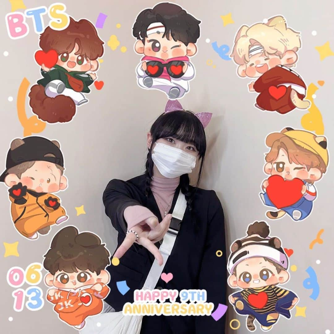 「SNOW」顔認識カメラアプリさんのインスタグラム写真 - (「SNOW」顔認識カメラアプリInstagram)「HAPPY 9th Anniversary BTS × SNOW スタンプ💗✨  HOTタブから探してね👀  #snow #snowcam #bts #bts9thanniversary  #エフェクト #エフェクト紹介 #エフェクトで遊ぼう #snowスタンプ」6月13日 20時05分 - snow_japan