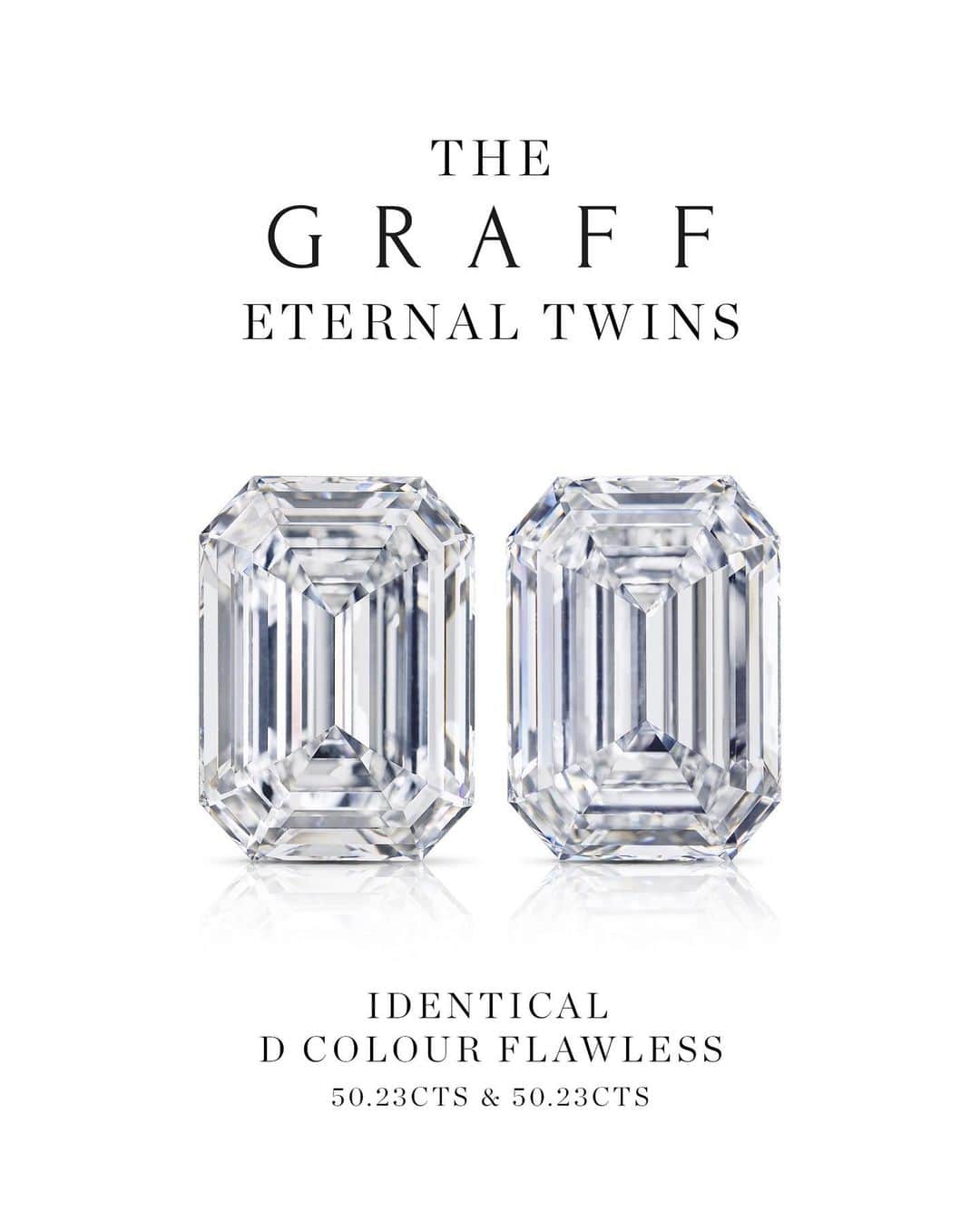Graffさんのインスタグラム写真 - (GraffInstagram)「#GraffHeritage - With the unveiling of the matching D Flawless emerald cut diamonds, each weighing exactly 50.23 carats, Graff had achieved a world first. Named The Eternal Twins, the two stones, identical in proportions and quality, were exquisitely set into a magnificent pair of earrings, showcased in perfect symmetry.   #FallInLoveWithGraff #GraffDiamonds」6月19日 23時36分 - graff