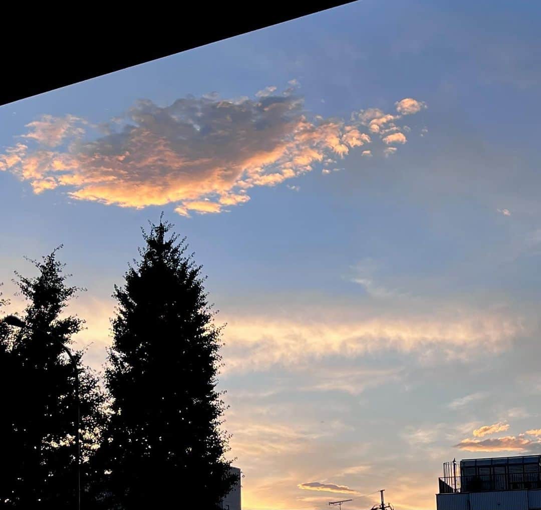 藤田朋子さんのインスタグラム写真 - (藤田朋子Instagram)「空 雲 夕暮れ  友人の日本画家 #行近壯之助 くんの空と、その絵を見た帰り道に私が見た空」6月24日 20時40分 - chiendormant