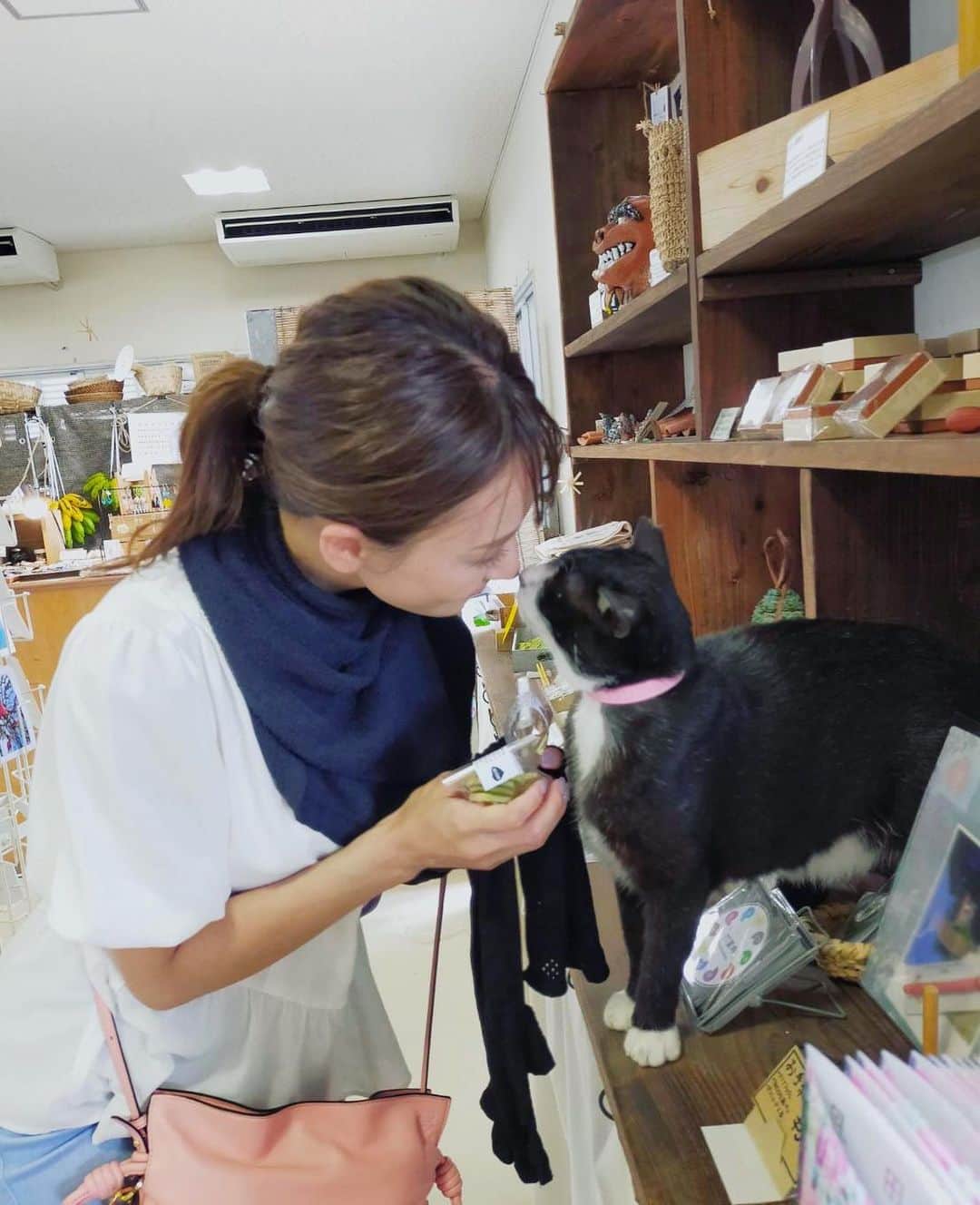 フミカさんのインスタグラム写真 - (フミカInstagram)「. . 以前、竹富島での撮影の合間に 売店に居た猫ちゃんと 猫好きのヘアメイクさんと戯れてました❤︎  1枚目...2枚目！鼻ツン❤︎ 最高の瞬間を撮ってくださりました✨  癒されました。。。 動物大好きなんです♪♪  *～*～*～*～*～*～*～*～*～*～*～*～*～*  ＼＼主演映画　ネット配信 & DVD発売中／／  『農家の嫁は、取り扱い注意！』part１& part２  ＼＼発売中／／  ◉1st写真集『桃色空気』  【デジタル写真集】  ◉『月光夜』（少年画報社） ◉『白昼夢』（少年画報社） ◉『軟体快楽天使』（集英社） ◉『フミカのヒミツ』Vol.1（講談社） ◉『フミカのヒミツ』Vol.2（講談社） ◉「刹那」（少年画報社） ◉「ベストOfフミカ 砕けて光るガラクタな世界に」（小学館） ◉「極ナマ。」（集英社） ◉「密事」（少年画報社） ◉「美しさとは.....」（集英社） ◉「第四章 22世紀まで愛して」（小学館） ◉「第三章 押し寄せる愛の波」（小学館） ◉「第二章 もっと奪って私の愛を」（小学館） ◉「愛のめばえ」 (少年画報社) ◉「第一章 愛をあつめて」 (小学館) ◉「月刊＋vol.1」 (小学館) ◉「月刊＋vol.2」 (小学館)  #週刊プレイボーイ#SENSE #農家の嫁は取り扱い注意 #フミカ#フミカグラビア #フミカキック#グラビアモデル#グラビア #ヤングジャンプ#ヤングジャンプ表紙 #ヤングキング#表紙#巻頭グラビア #国民的巨乳のお姉さん#FRIDAY #グラビア撮影#撮影#l4l#フライデー #週刊ポスト#月刊プラス#週刊現代 #デジタル写真集#発売中 #フォトテクニックデジタル #プライベート#オフショット #2022年カレンダー#カレンダー」6月27日 14時41分 - fu_mi_ka_516