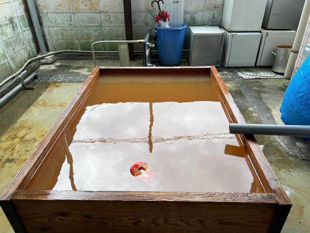 茜さやさんのインスタグラム写真 - (茜さやInstagram)「温泉の温度の正解は……♨️  なんと15℃でした🥶！！笑 寒い！！笑  夏とはいえ浸かるとめちゃくちゃ寒かったです🫢  だけどやっぱり肌触りとかそこに泥が貯まる感じとか濃い色とか…出た後の肌触りとかめちゃくちゃ良かった🥹❤️  幸せでした…！✨  MY浴槽を運んで持ってきてタンクに温泉を詰めてくれたスタッフさんにめちゃくちゃ感謝です🥲✨  #和歌山　#和歌山観光 #温泉　#紀三井寺 #源泉　#気持ちいい #wakayama #hotspring #hotsprings #wakayamagram」6月27日 22時18分 - saya.akane
