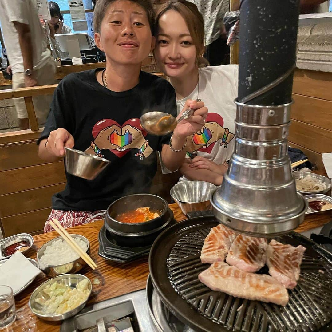 川澄奈穂美さんのインスタグラム写真 - (川澄奈穂美Instagram)「🇰🇷🥩🥢 ▽ おいしかった〜🤤  #カルビ #サムギョプサル #チヂミ #チャプチェ #くうなみ #スンドゥブに夢中」6月28日 4時47分 - naho_kawasumi_9