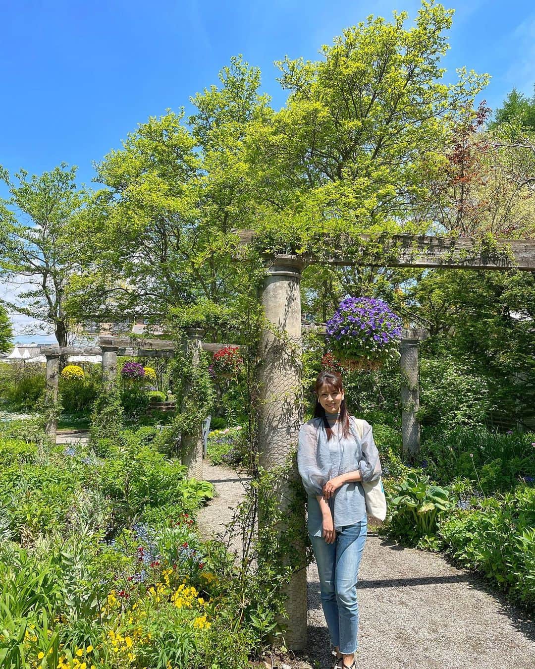 藤井美菜さんのインスタグラム写真 - (藤井美菜Instagram)「. 5月中旬の長野の蓼科バラクライングリッシュガーデン。  1990年に開園した、イギリス式のこのガーデンは、どの空間を切り取っても絵のようで、心地よい時間を過ごすことができました。  やっぱり花好きとしてはガーデン散策の時間は欠かせませーん😂🌼  5월중순에 나가노 바라쿠라 english garden에 갔다왔어요.  1990년에 열렸던 영국식 장원이래요. 어누 공간도 그림같있아요😚🌼  #長野#長野旅#バラクライングリッシュガーデン#蓼科#花#ガーデン#나가노#여행#정원#일본여행#japan#nagano#englishgarden#garden#flower」7月3日 21時02分 - fujii_mina_0715