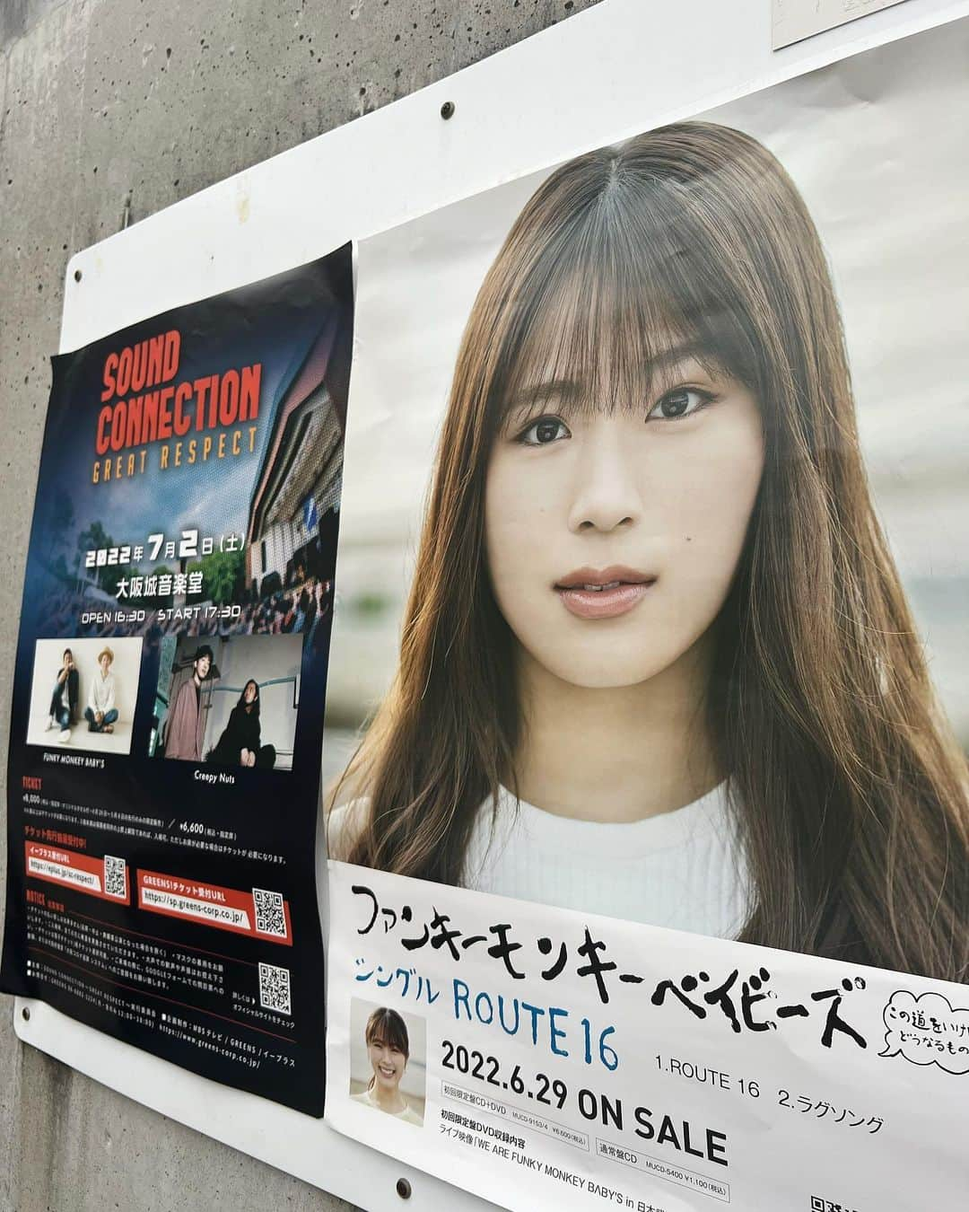 渋谷凪咲さんのインスタグラム写真 - (渋谷凪咲Instagram)「実は先日、『SOUND CONNECTION@大阪城音楽堂』にお邪魔させて頂いてました🌈  野外ライブ！暑さがまたわくわくさせてくれて、気持ちも開放的になって楽しすぎました！  新曲ROUTE16でお世話になっている、ファンキーモンキーベイビーズさんと、Creepy Nutsさんとのツーマンライブ！  初めて見させて頂きましたが、胸が痺れました！ファンモンさんの全身全霊でお客さんにぶつかって伝える、本気の希望と勇気！Creepy Nutsさんのお洒落で色っぽくて、でも飾らない熱い魂からの歌！そして、お2組がお互いを心から尊敬し称え合い、だからこそ本気でかまし合う！そんな姿に、かっこいい✖︎100億以上でした！  あれだけの物を見させて頂いたので、私もなんだか居ても立っても居られず、帰りはお家まで早歩きで帰りました！（まあまあ長い道のりでした！笑） でももう頂いたパワーを今すぐ何かに使いたくて、とにかく行動したくなってしまいました！笑  素敵な時間を頂き、幸せでした☺️ ありがとうございました✨  そして生で聞く、#ROUTE16 は感動しました！会場には、私の顔ジャケも沢山あって、なんだか恥ずかし嬉しかったです☺️笑  #SOUNDCONNECTION #大阪城音楽堂 #野外ライブ #FUNKYMONKEYBΛBY'S さん #CreepyNuts さん #ROUTE16 #発売中 #YouTubeにてMV公開中 #サブスクでもぜひ♡ #NMB48 #渋谷凪咲 #最後の写真はライブ終わりの汗だくのよれよれでお恥ずかしいです🙇🏻‍♀️笑」7月4日 12時20分 - nagisa_nikoniko