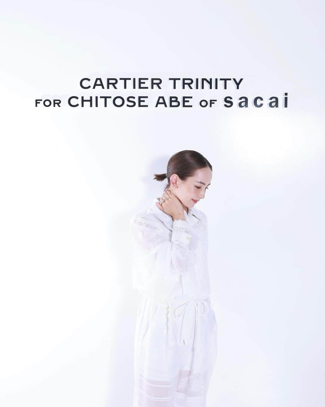 辻元舞さんのインスタグラム写真 - (辻元舞Instagram)「. CARTIER TRINITY FOR CHITOSE ABE OF sacai お邪魔しました。 Cartier×sacaiの「トリニティ」 何パターンもつけ方を楽しめて素敵でした💍 表参道交差点で明日からのポップアップ是非チェックしてみてください✨  #CARTIERTRINITYFORCHITOSEABEOFsacai#sacai#cartier」7月6日 21時13分 - mai_tsujimoto