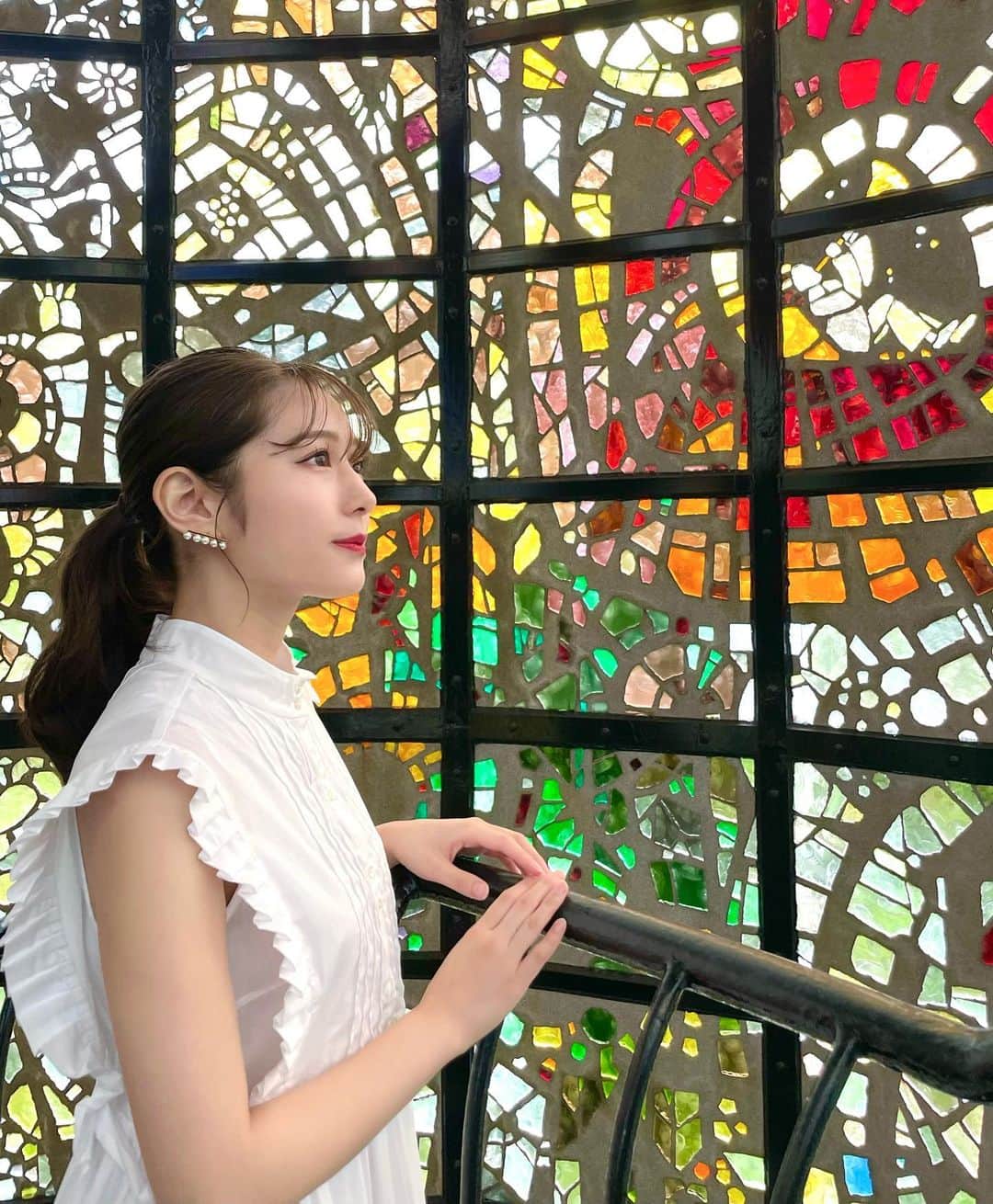 谷本安美さんのインスタグラム写真 - (谷本安美Instagram)「* 7月7日七夕ですね🎋 お願い事しましたか？？？ ⁡ ⁡ ⁡ ⁡ #七夕 #箱根 #箱根旅行 #彫刻の森美術館 #美術館 #ステンドグラス #幸せをよぶシンフォニー彫刻 #snidel #ワンピース #ファッション #fashionstyle #服 #洋服 #fashionpost #夏コーデ #ピアス #ootd #カメラ #ミラーレス #photo #photoshot #写真 #フォトジェニック  #フォロー #follow #followme #idol #ハロプロ#つばきファクトリー #谷本安美」7月7日 22時19分 - ami_tanimoto.official