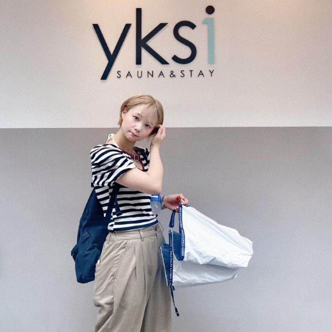 真奈さんのインスタグラム写真 - (真奈Instagram)「yksiさんどこもかしこも かわいいなぁ〜〜☔️💟  #yksisauna #サウナ #まなてぃのふく　#jouetie  #どう見てもサウナ行く人 #もしくはプール」7月14日 17時13分 - manatmnt0116