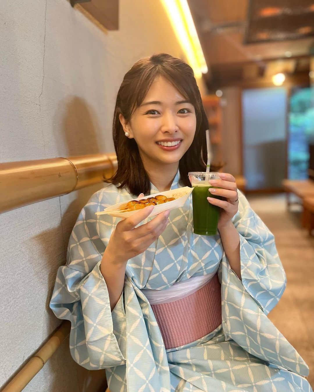 角田奈緒子さんのインスタグラム写真 - (角田奈緒子Instagram)「🎐 京都でいただいた 冷たいお抹茶とお団子とわらび餅 また行きたいなー  #京都 #京都観光 #京都旅行  #京都スイーツ #浴衣 #iphoneカメラ #ポートレート」7月24日 20時12分 - naokoon1122