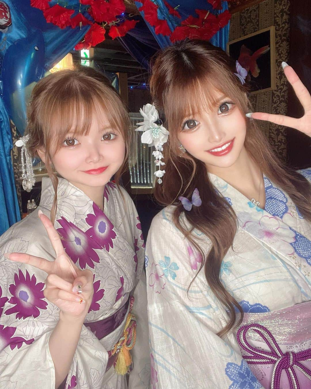 桜咲乃愛さんのインスタグラム写真 - (桜咲乃愛Instagram)「浴衣イベントの日の👘🐬💓  27日は菅野代表のお誕生日で浴衣着るよ🥰💕  みんなで菅野さんお祝いしたいっ🥰🍾🎂♥️✨  #浴衣#浴衣女子 #浴衣ヘア #歌舞伎町#着付け」7月25日 0時45分 - noasama1101