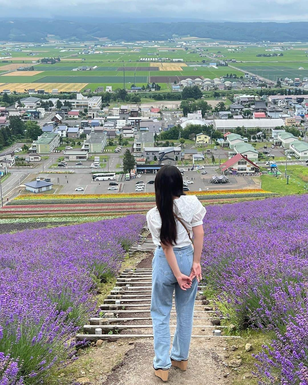 ちとせよしのさんのインスタグラム写真 - (ちとせよしのInstagram)「夏の北海道は最高と聞いて…( ≖͈́ ·̫̮ ≖͈̀ ) 高2冬の修学旅行ぶり！雪のイメージしかなかったけど、涼しいしご飯も景色も最高でこれはまた来年の夏も来たいですな〜🌻  #北海道旅行 #北海道観光 #ひまわり畑 #ラベンダー畑 #夏コーデ #かごバッグ」8月1日 18時04分 - chitose_yoshino