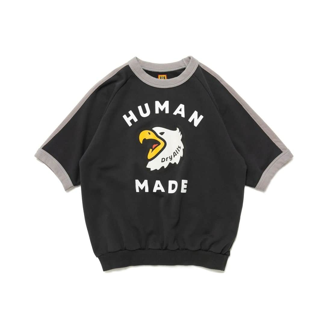 HUMAN MADEさんのインスタグラム写真 - (HUMAN MADEInstagram)「"S/S SWEATSHIRT” is available at 6th August 11:00 am JST at Human Made Online Store and HumanMade stores. *Please contact each store for availability.  8月6日AM11時より、"S/S SWEATSHIRT”がHUMAN MADEのオンラインストア並びに店舗にて発売となります。 *取り扱いや在庫状況は各店舗までお問い合わせください。  裏毛仕様の半袖スウェットシャツ。 イーグルモチーフのグラフィックと、色切り替えデザインがスポーティーな雰囲気の1着です。  Short sleeve fleece sweat shirt. An eagle motif and alternating colors enhance the sporty design.」8月6日 10時15分 - humanmade