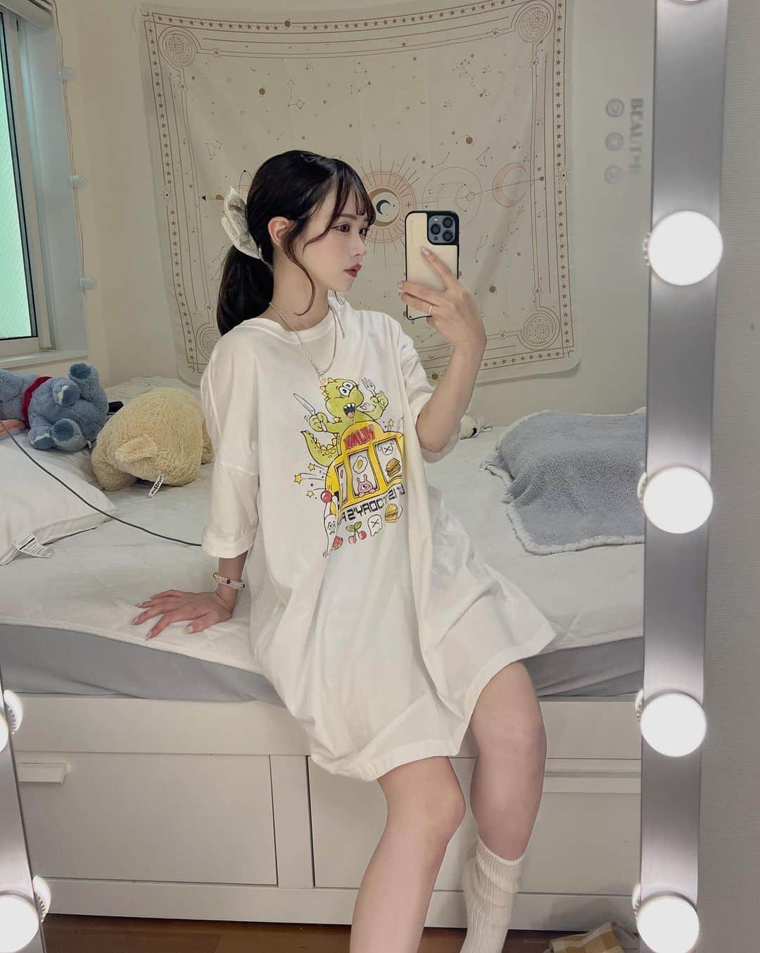 日向すずさんのインスタグラム写真 - (日向すずInstagram)「Tシャツ×リボンで甘カジュアル- ̗̀ ♡ ̖́-  そして最近ポニテにハマってるぽい(暑いだけ)  どうです〜〜૮ . ̫ . ა ？浴衣着たいな〜」8月9日 19時35分 - osuzudashi_