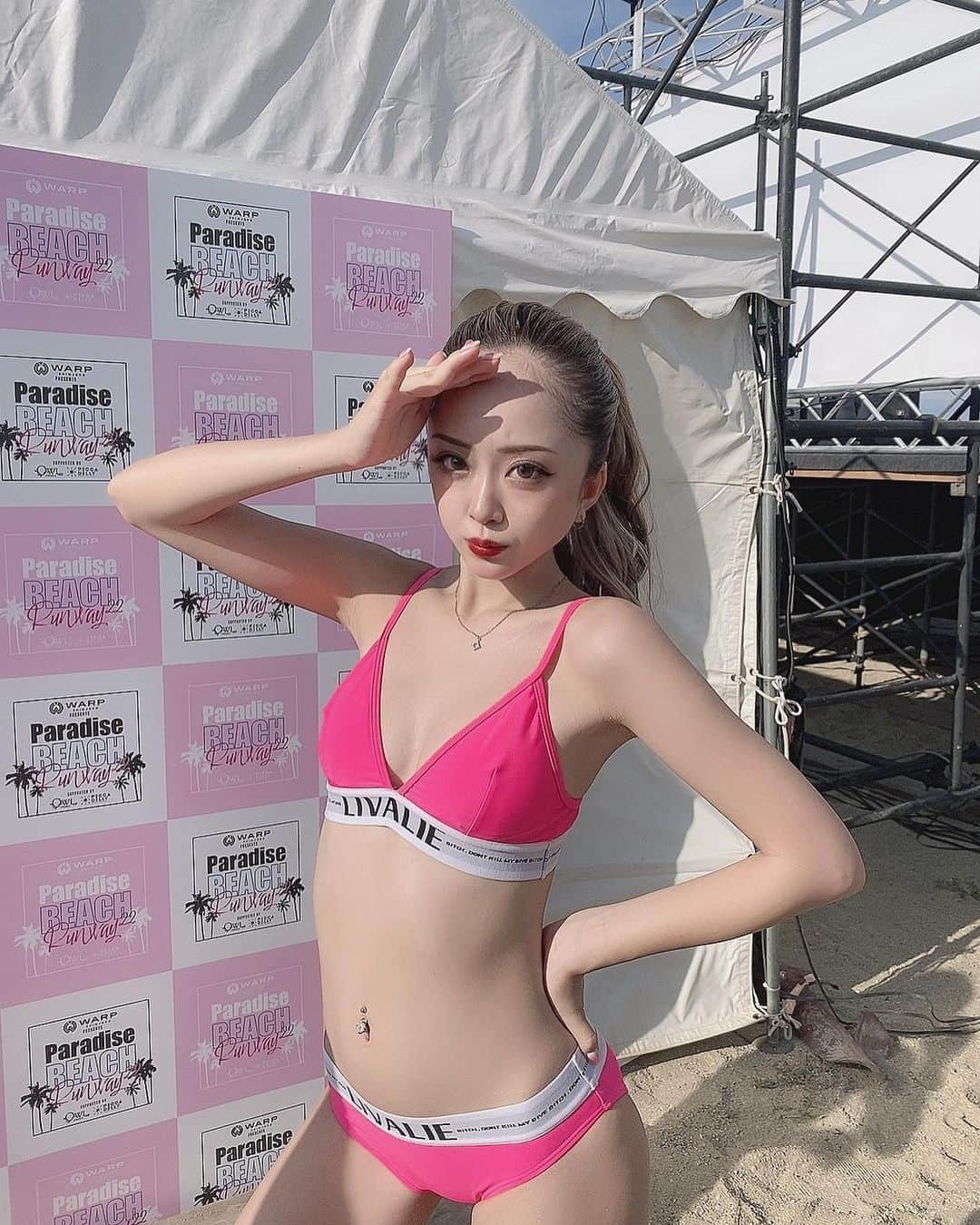 大木美里亜（みりちゃむ）さんのインスタグラム写真 - (大木美里亜（みりちゃむ）Instagram)「Paradise beach ranwayありがとうございますございました🐬🏝  LIVALIEの水着で歩いたよ🎀💕💓  初の野外イベント楽しかったです😂」8月10日 22時05分 - mirichamu_0710