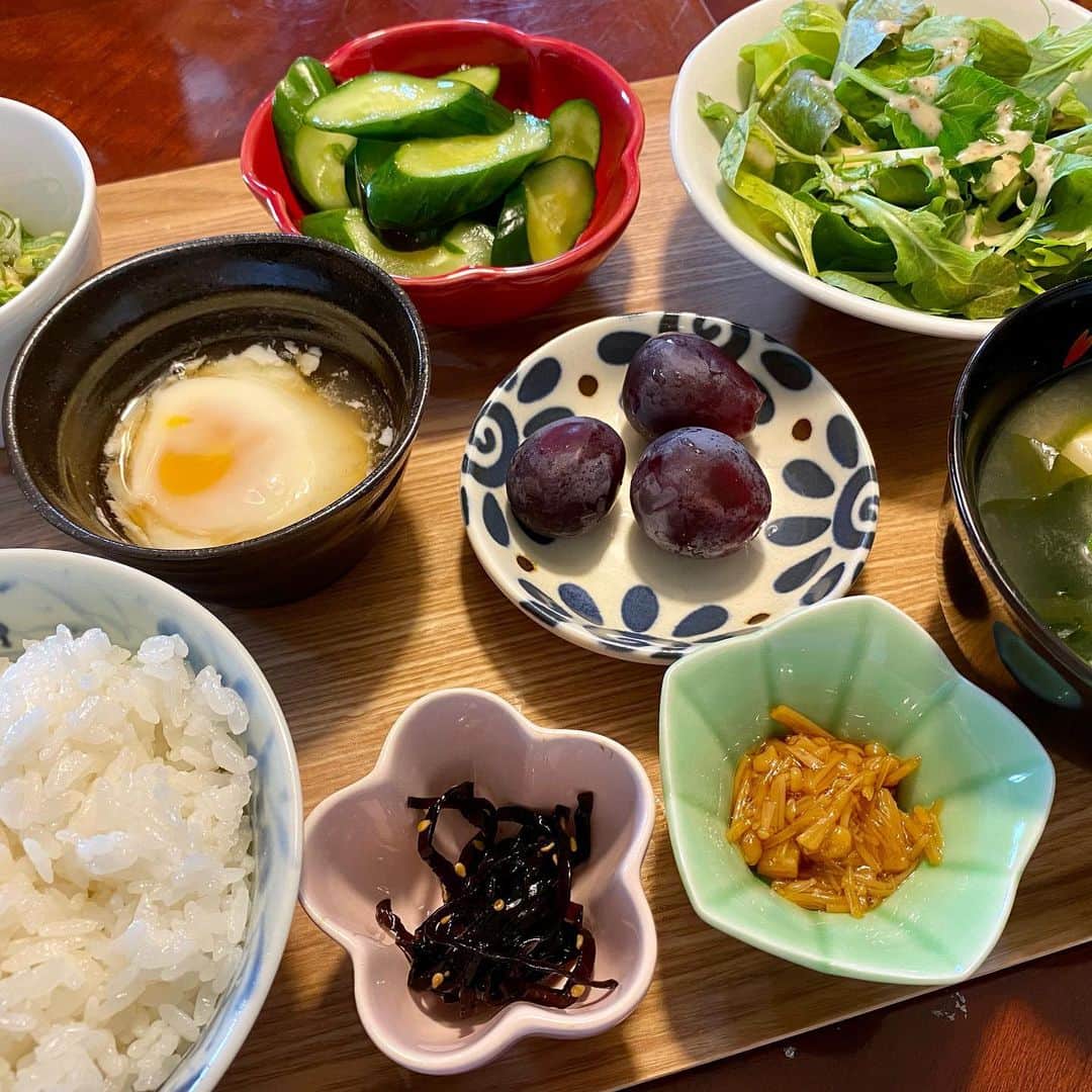 丹野みどりさんのインスタグラム写真 - (丹野みどりInstagram)「象印の炊飯器『炎舞炊き』を 奮発して買いました😆  むちゃくちゃ美味しいっっっっ  ありがとう、象印 いい炊飯器です (太田胃酸風に)  これまで私は 朝はほとんど食欲がなく ヨーグルトを大きなスプーンで 3口食べるのが精一杯みたいな人でした  なので4月1日から休みなく3ヶ月以上 朝はほとんど食べられないまま 朝街宣から始まっていて 昼夜しっかり食べても どうしても朝が足らずに 痩せてしまう、みたいな日々でした  『朝は食べられない』 それが私の認識でしたが  なんということでしょう  朝を 炎舞炊きのごはん お味噌汁 お漬物 で もりもり食べられるではありませんか！  最近は 十六穀を混ぜたり ぬか漬けを始めたりしています  お米といえば  街宣車で岐阜県内 42市町村を回っている時 季節が進むにつれ 稲穂がぐんぐん成長してくるのが分かり 日本の田園風景は本当に美しいなと 感じました。  そして  こうして 手間暇かけられたお米をはじめとする 農作物全てを ありがたく美味しく頂きたいですし 政治という観点では 守らなければいけない 守るだけではなく 発展しなければと思います  先日の夕ごはんでは なんと 『おかわり』までしてしまいましたっ🤣  政治活動選挙活動の4か月は 連日夜が外食かお弁当だったので  健康的な食生活を取り戻しています  次なるステップへ向けて 今はしゃがんでいる状態ですが しっかりとした食で 健やかな心身をと思っています  #おうちごはん #和朝食 #お米 #象印 #炊飯器 #炎舞炊き #健康 #日本の農産物に感謝 #日本の技術に感謝」8月18日 8時45分 - midorimarron