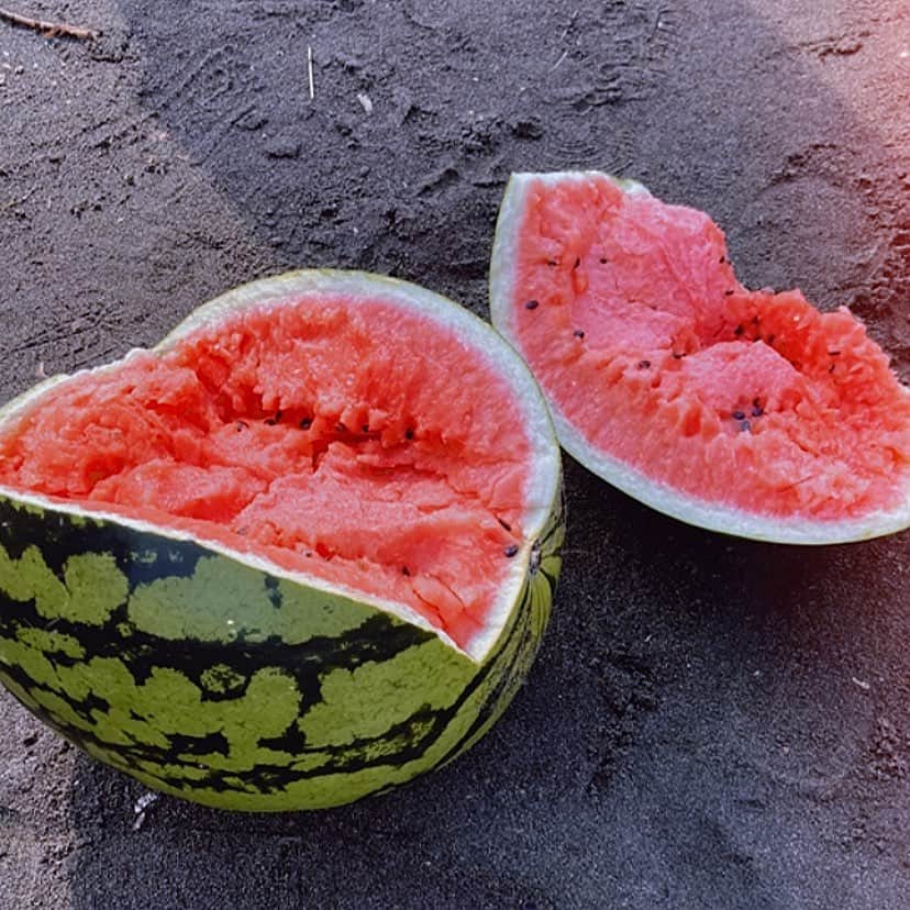 辻りりささんのインスタグラム写真 - (辻りりさInstagram)「.  #enoshima  #beach  #watermelon」8月19日 19時38分 - t_ririsa