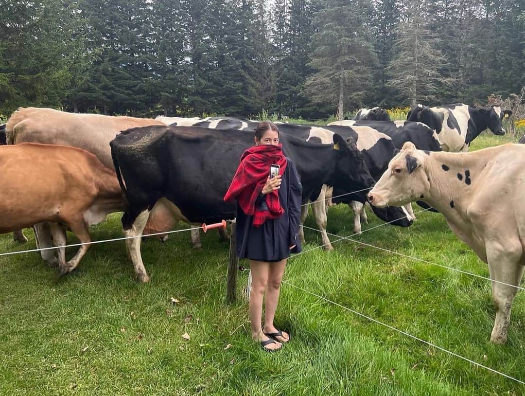 松本恵奈さんのインスタグラム写真 - (松本恵奈Instagram)「牛と私。 みんなとっても可愛いです🐄 #北海道 #家族旅行」9月3日 17時10分 - ena1123