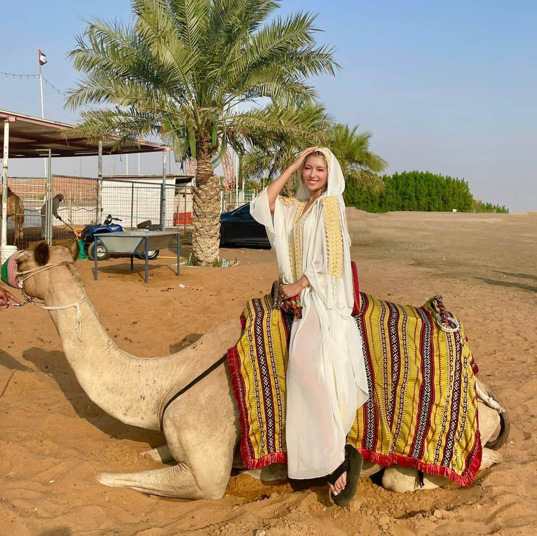 ききまるさんのインスタグラム写真 - (ききまるInstagram)「ラクダ乗ったよ🐪❤️ . 素敵な体験ができて幸せ！！ . ラクダの乗り心地は背骨みたいなのが硬くてお股痛め爆 . あと降りるとにラクダが前足から畳むから前に落ちそうになって怖め爆 . まだまだドバイ投稿続きます↓ (( @kikigram_97 ))) . . . #ドバイ　#ドバイ旅行 #ドバイ観光 #ドバイ女子旅 #ドバイ旅行記 #海外旅行　#海外旅行大好き #海外旅行記 #女子旅行 #女子旅　#タビジョ　#たびじょ　#たびすたぐらむ #caesarspalace #caesarspalacedubai  #インスタ映え　#インスタグラマー　#インスタ女子 #アフターコロナ #アフターコロナの世界で輝こう #アフターコロナで楽しもう #ラクダ　#ラクダ乗り #ラクダツアー　#ドバイラクダ #ラクダ乗った #🐪」9月8日 17時54分 - kikigram_97