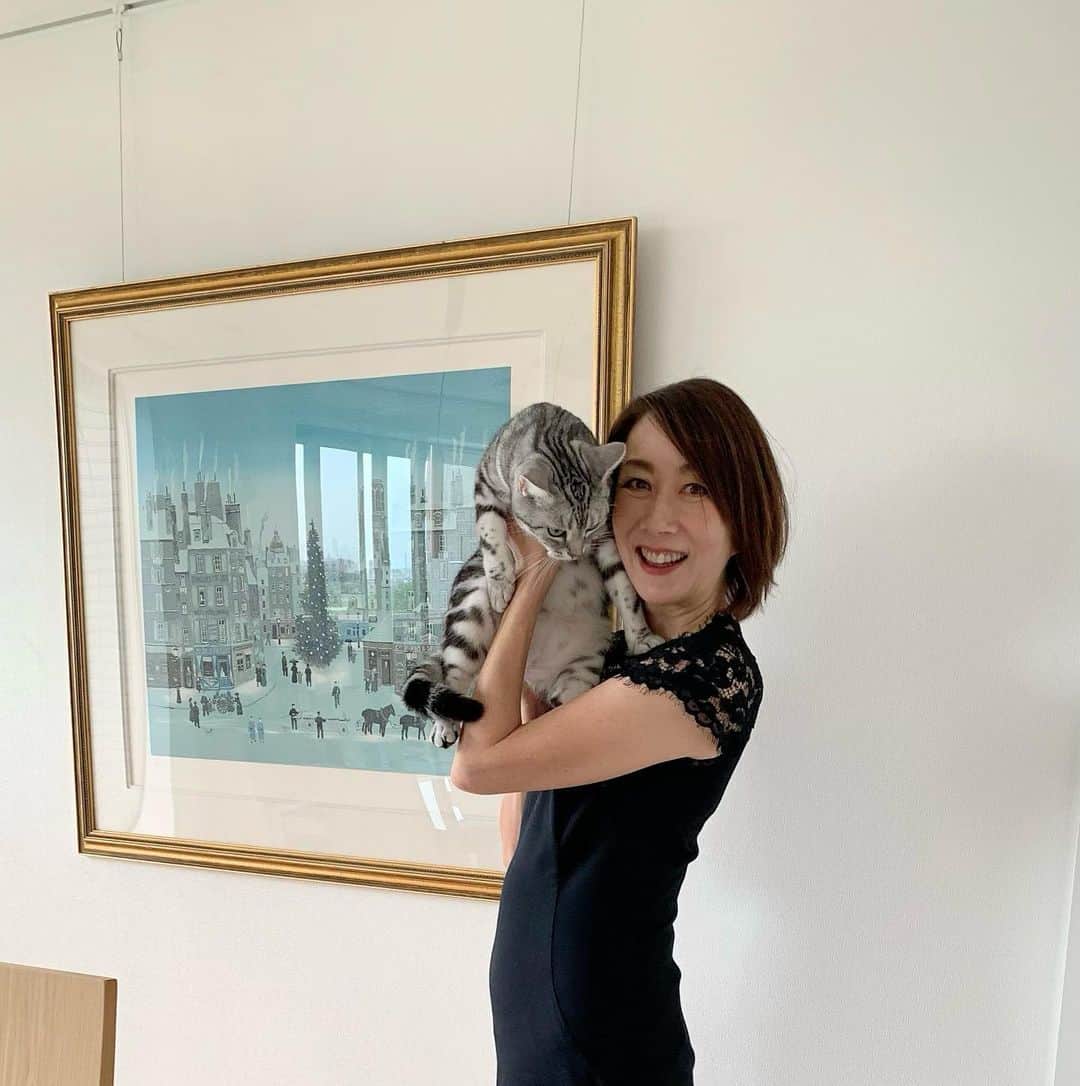 長野智子さんのインスタグラム写真 - (長野智子Instagram)「帰宅してしつこくして嫌がられる図😑  #猫あるある #左手　😹  今日の私服は #ermannoscervino  の黒ワンピです。。」9月15日 16時41分 - naganotomoko