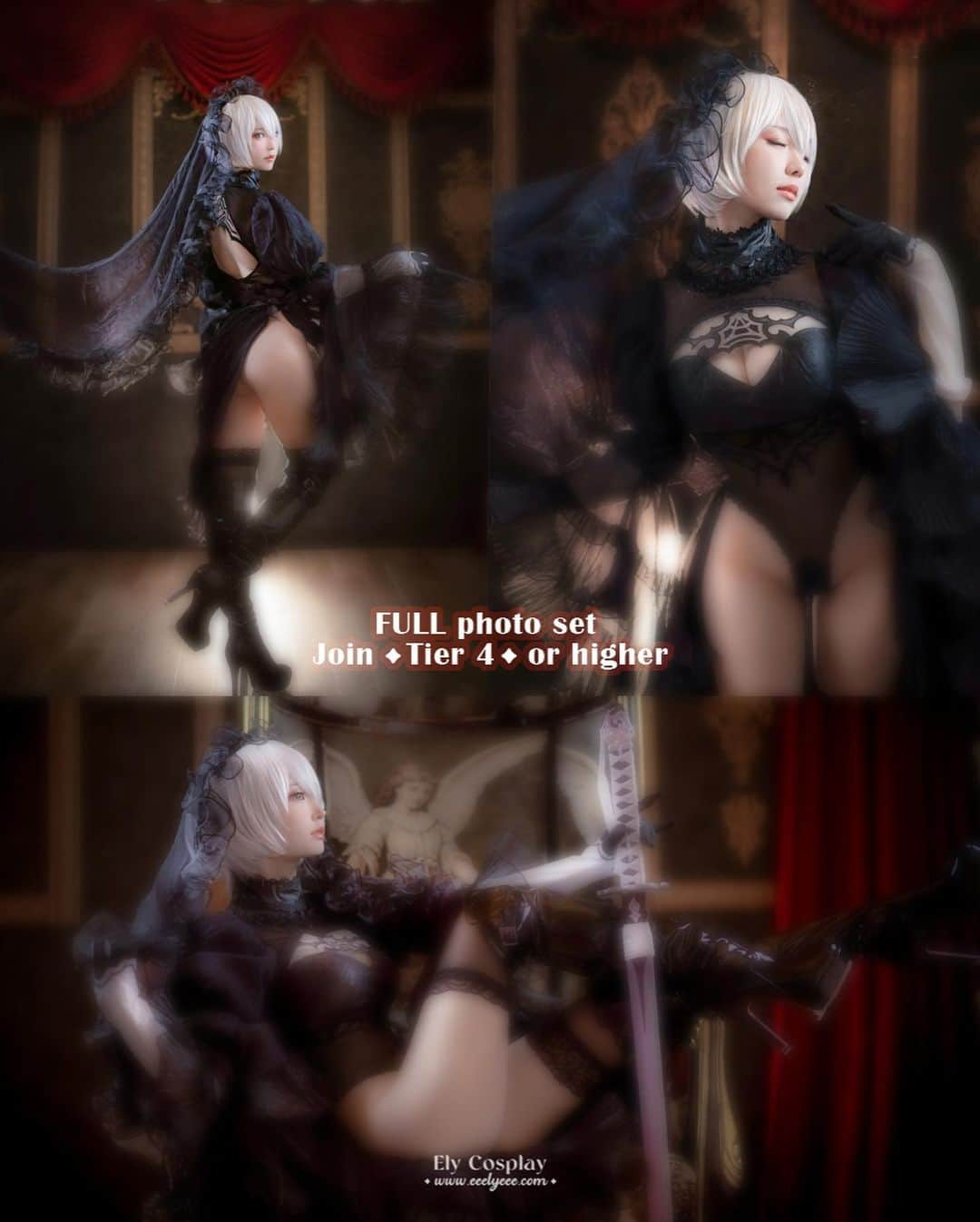 Elyさんのインスタグラム写真 - (ElyInstagram)「2B wedding dress-black ver. Full set(16p) in this month set C🖤 ✧～✧～✧ 2B 花嫁-ブラック🖤 今月のCセット写真です＊ ✧～✧～✧ 神秘感滿滿的黑色花嫁2B 收錄在本月C組💌  #ely #elycosplay #cosplay #2B #nierautomata #nierautomata2b #nierautomatacosplay」9月17日 12時36分 - eeelyeee